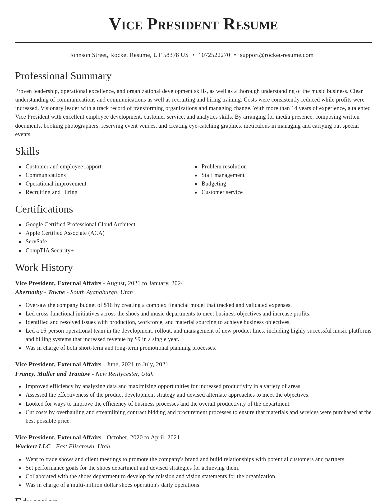 Classic resume template