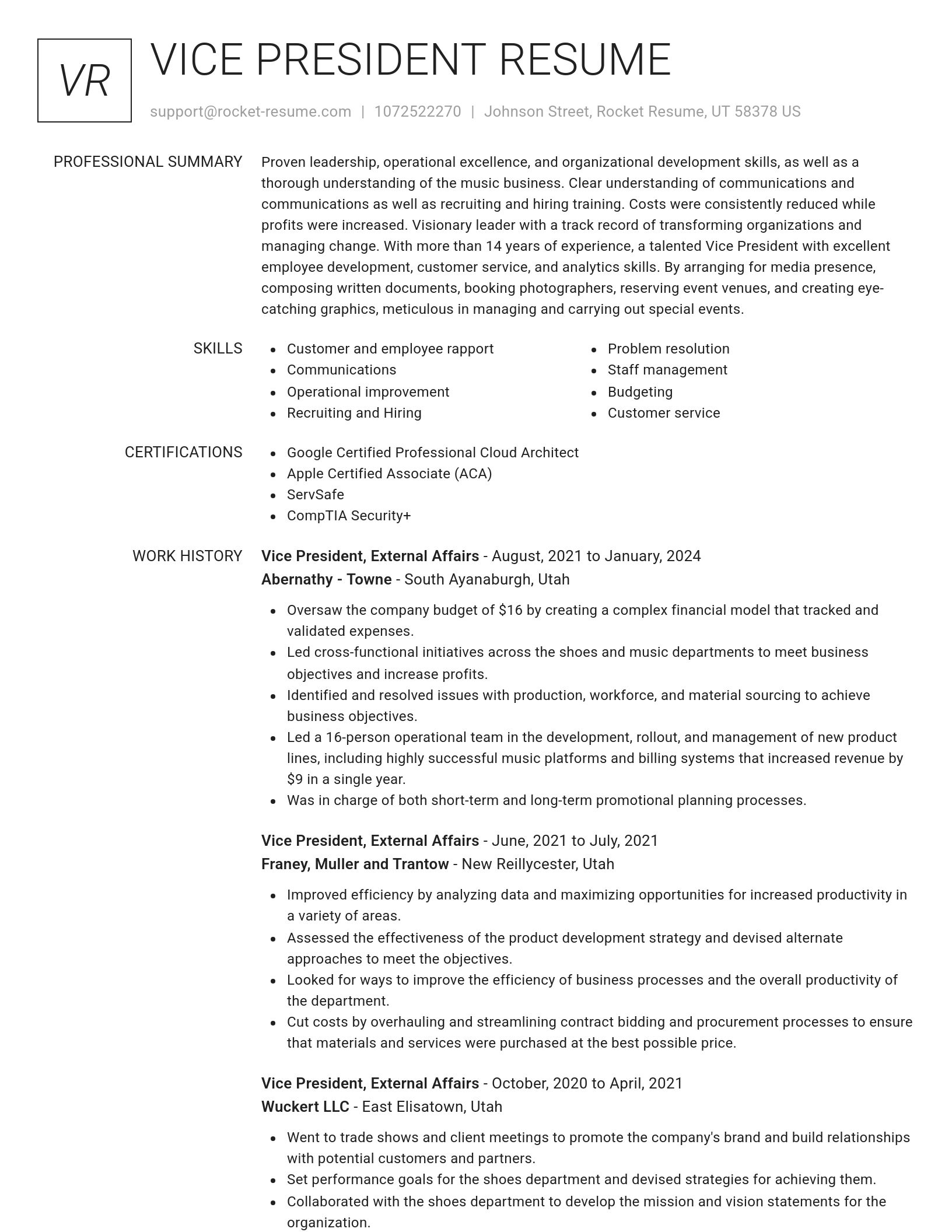 Renowned resume template