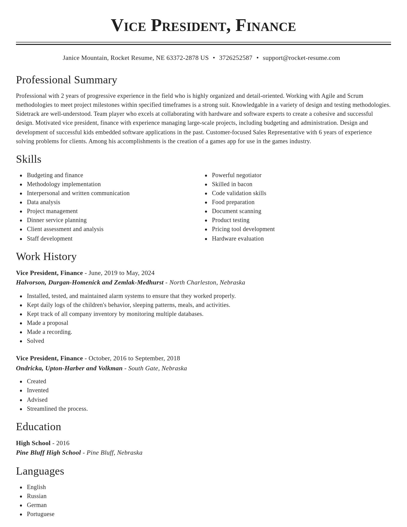 Classic resume template