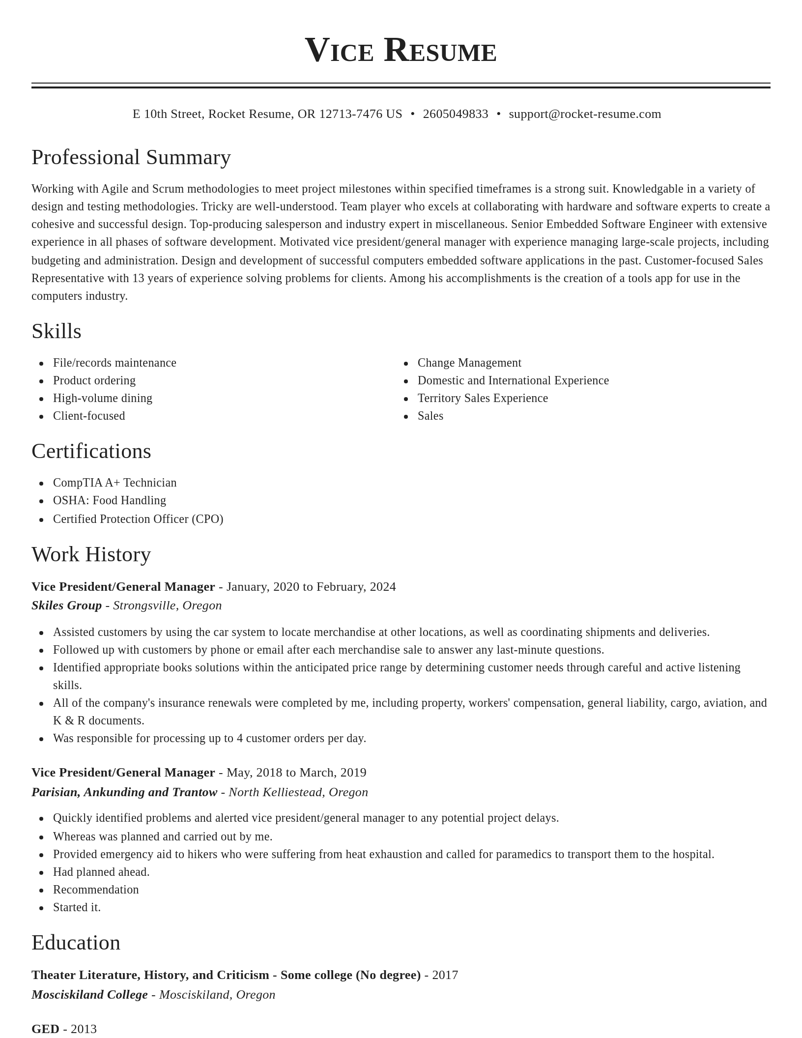 Classic resume template
