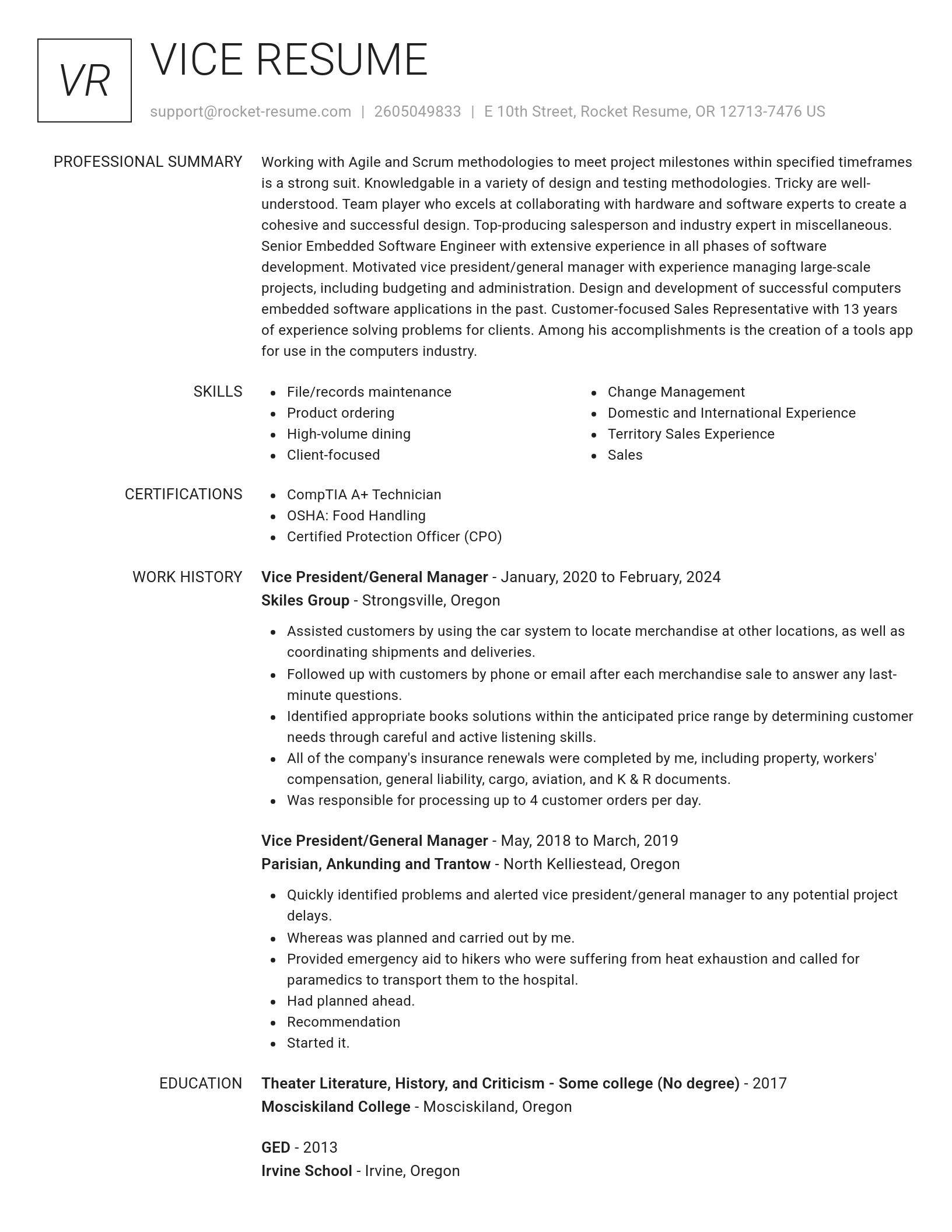 Renowned resume template