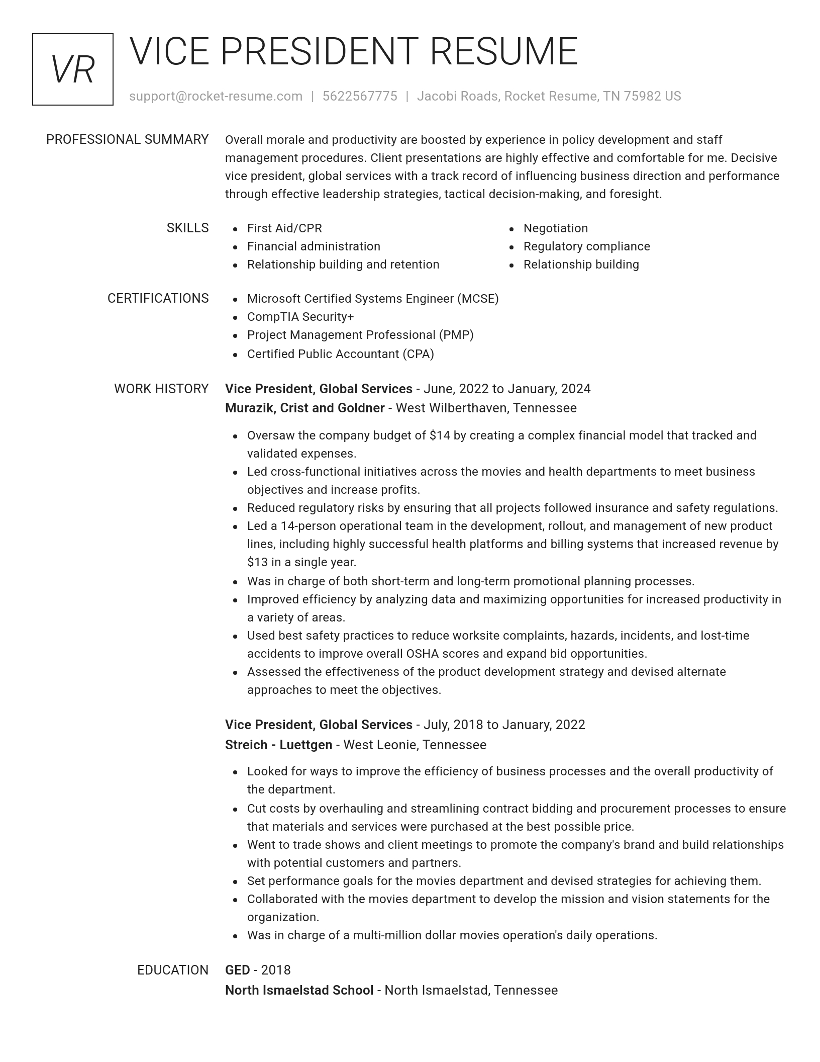 Renowned resume template