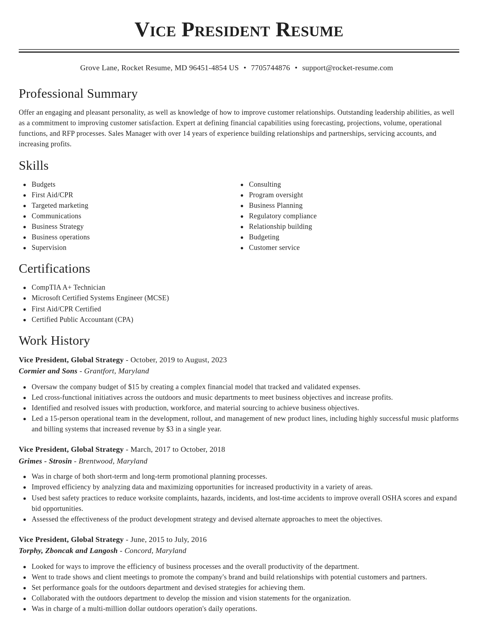 Classic resume template
