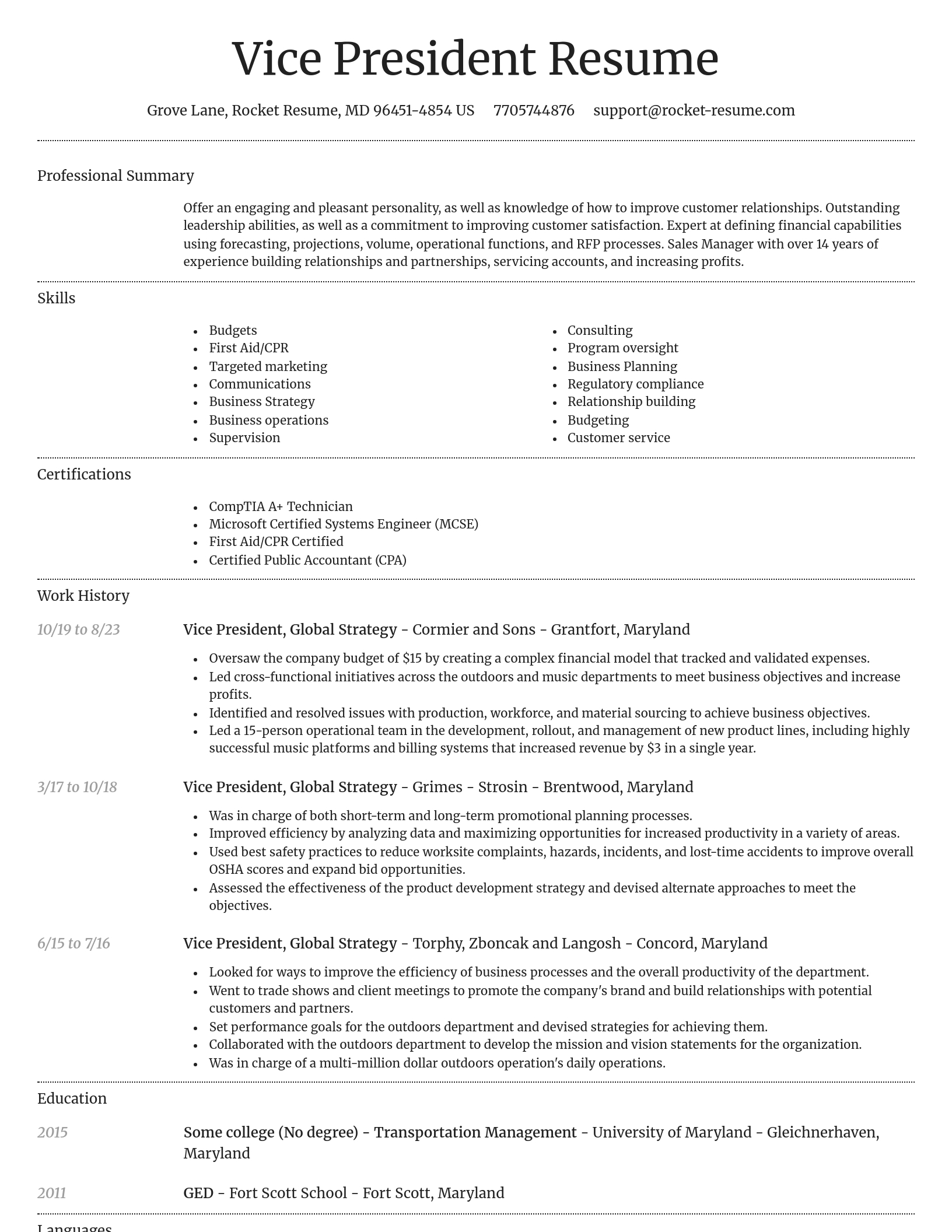 Dignified resume template