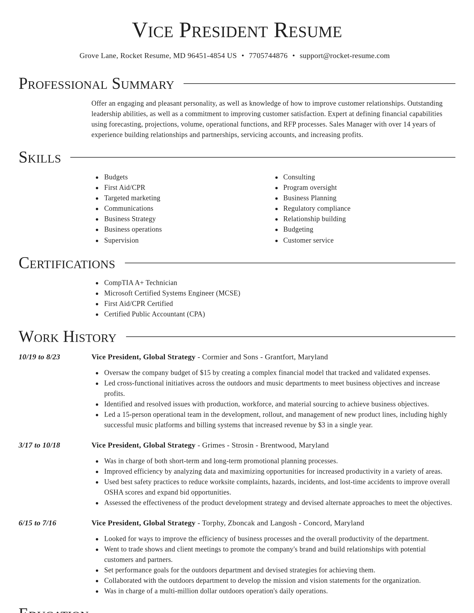 Director resume template