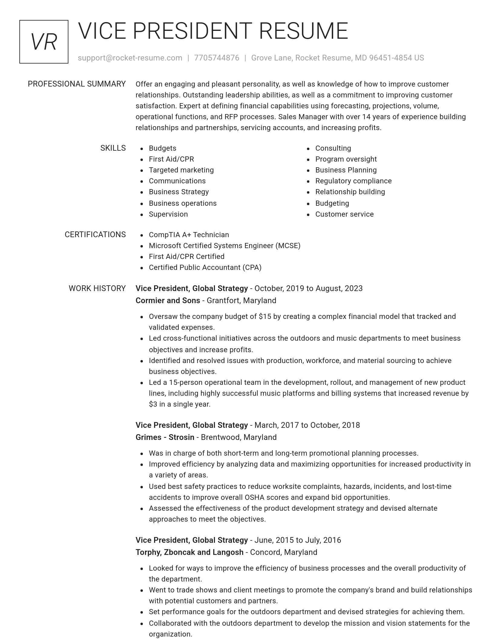 Renowned resume template