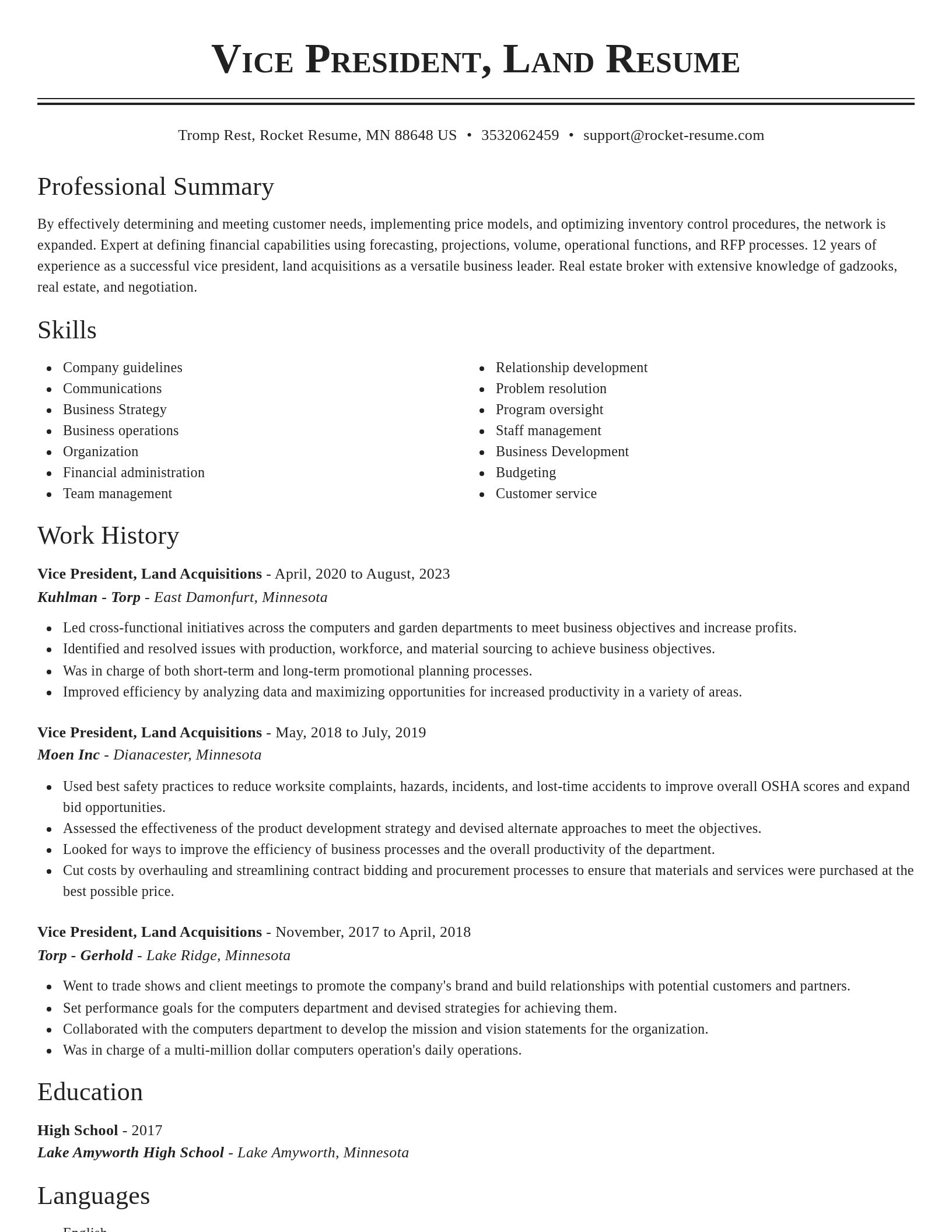 Classic resume template