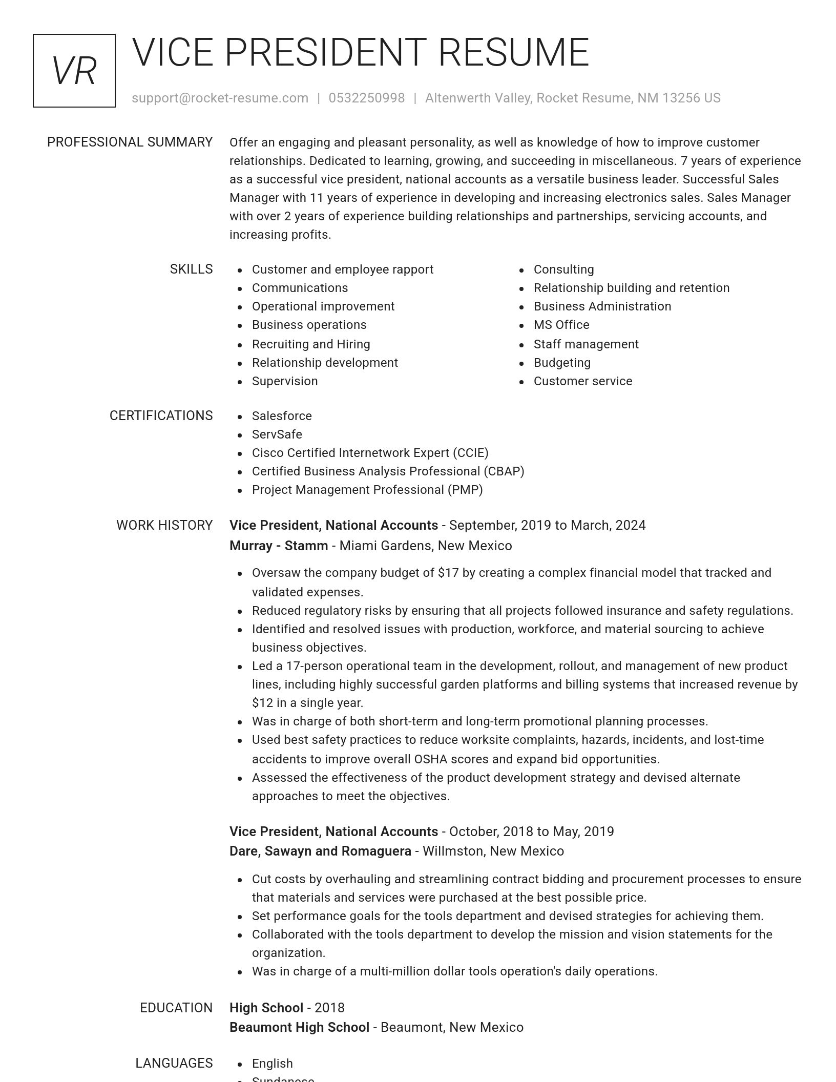 Renowned resume template