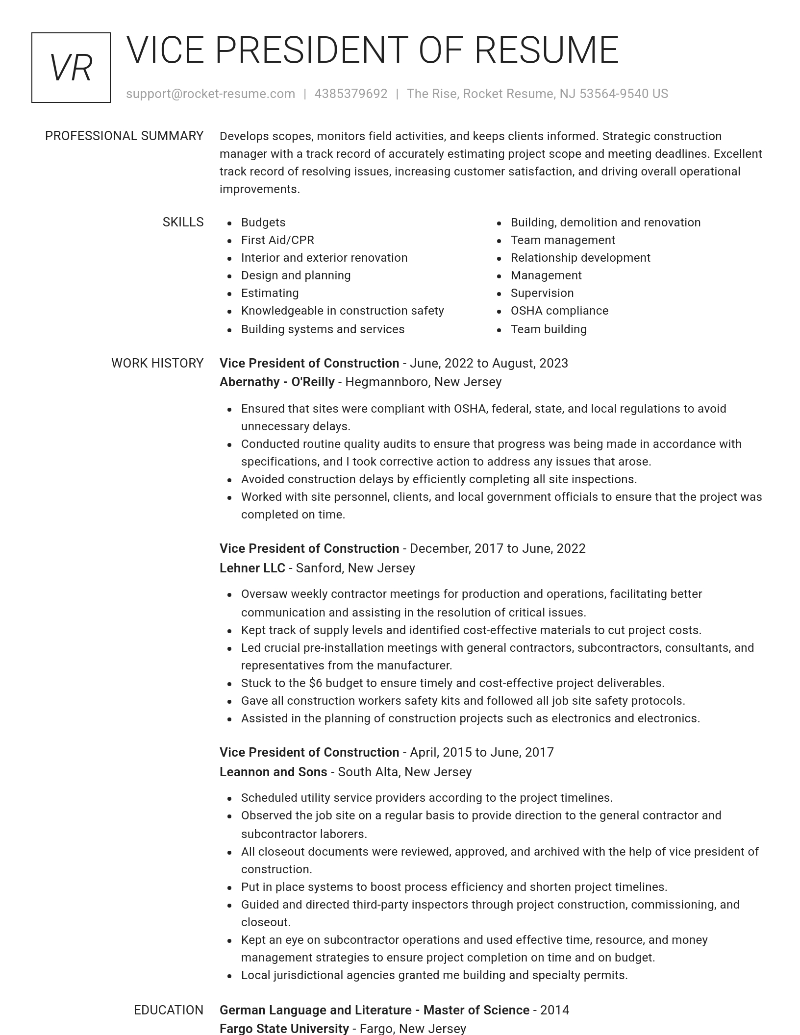 Renowned resume template