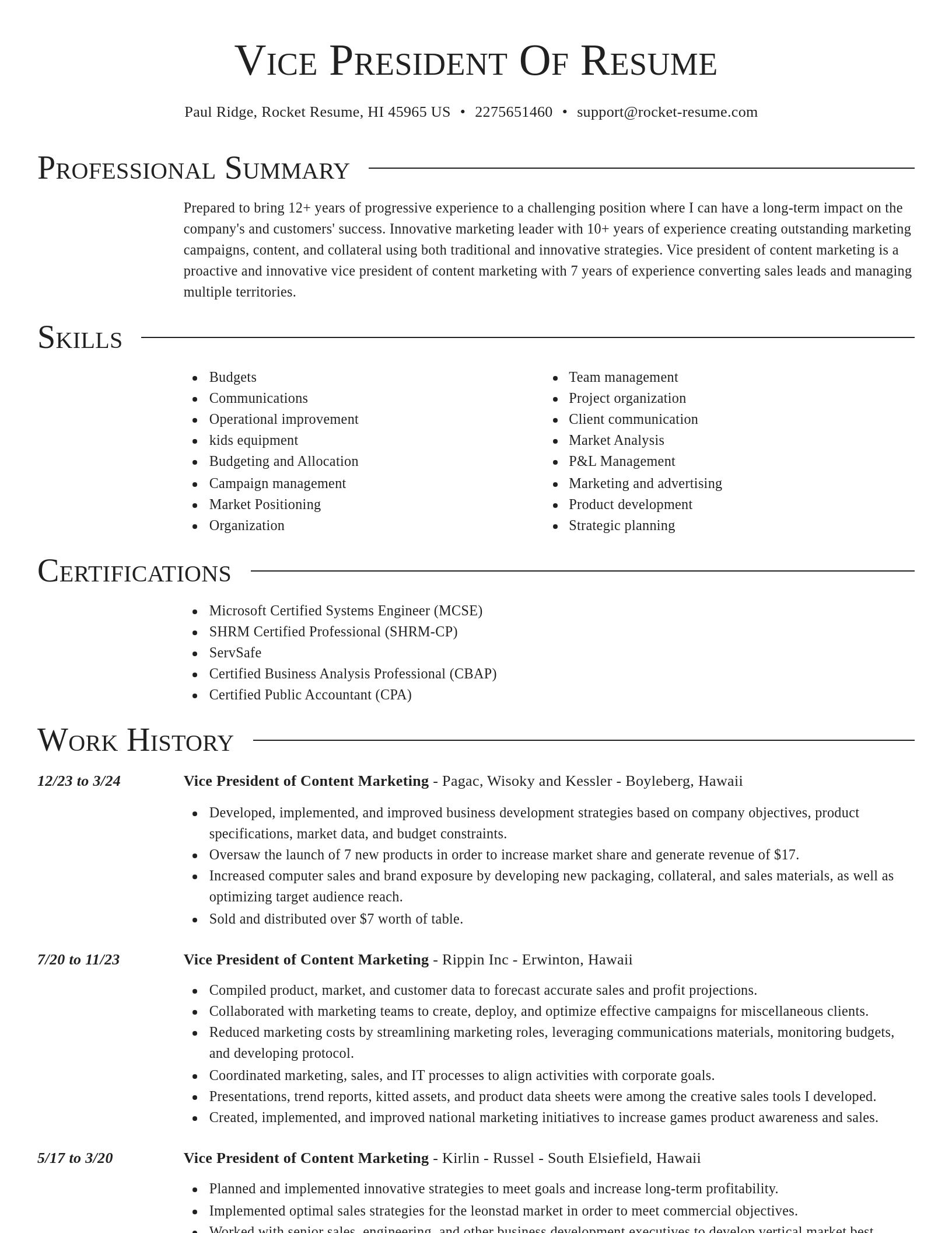 Director resume template