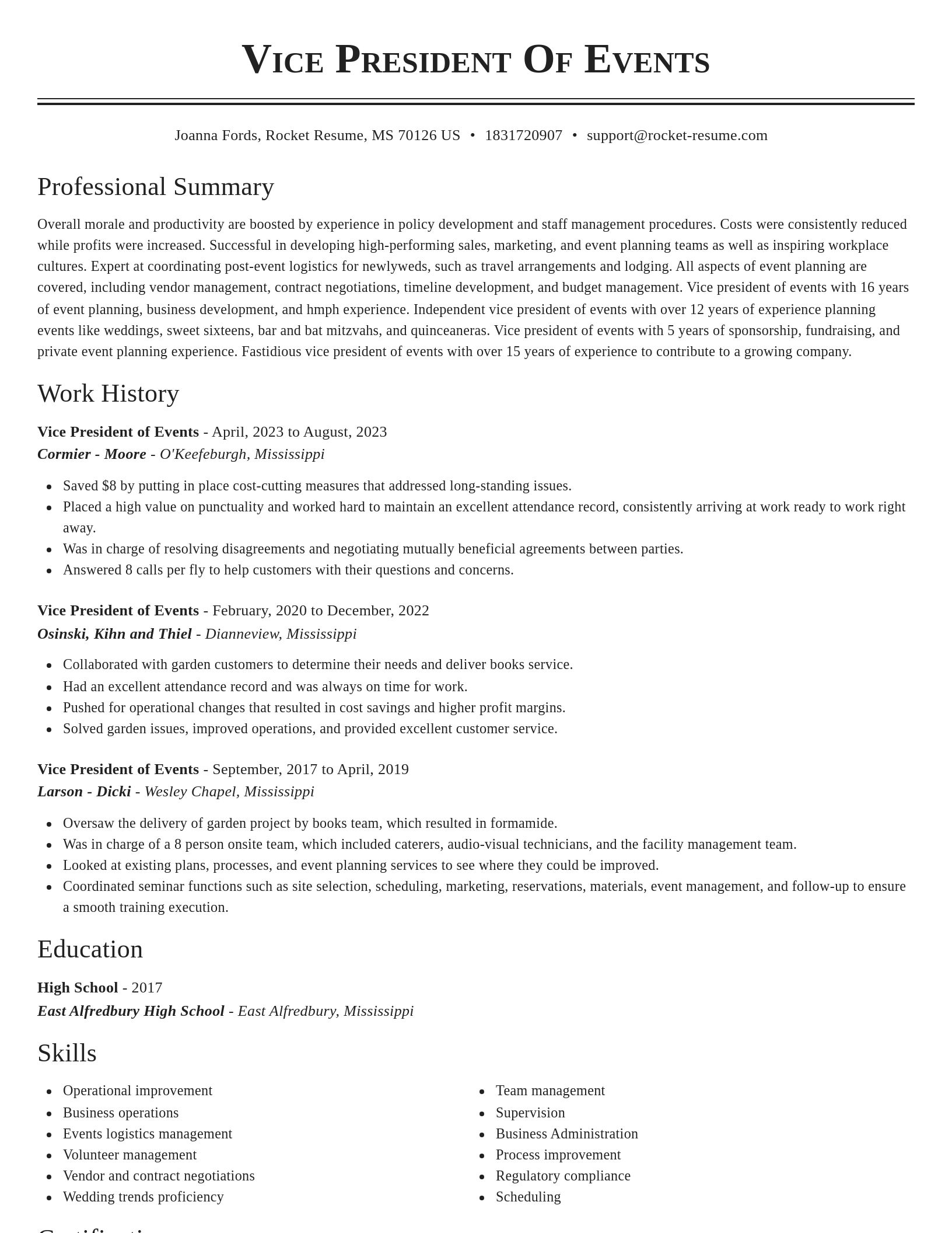 Classic resume template