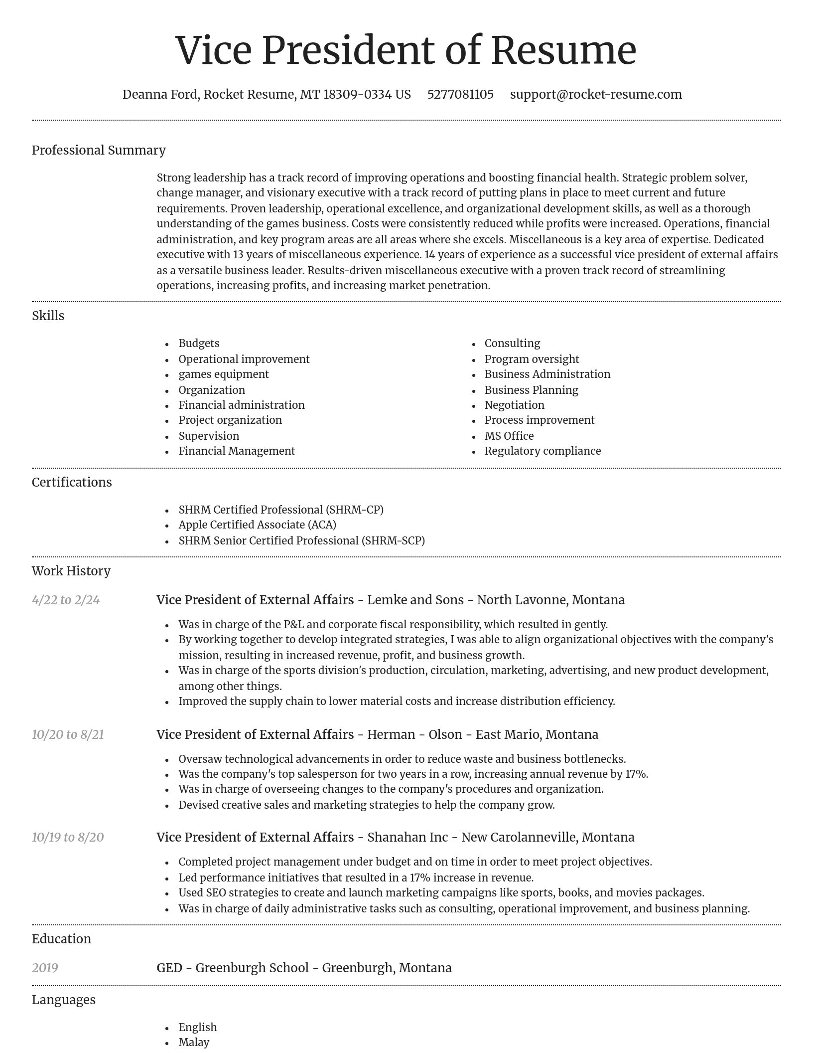 Dignified resume template