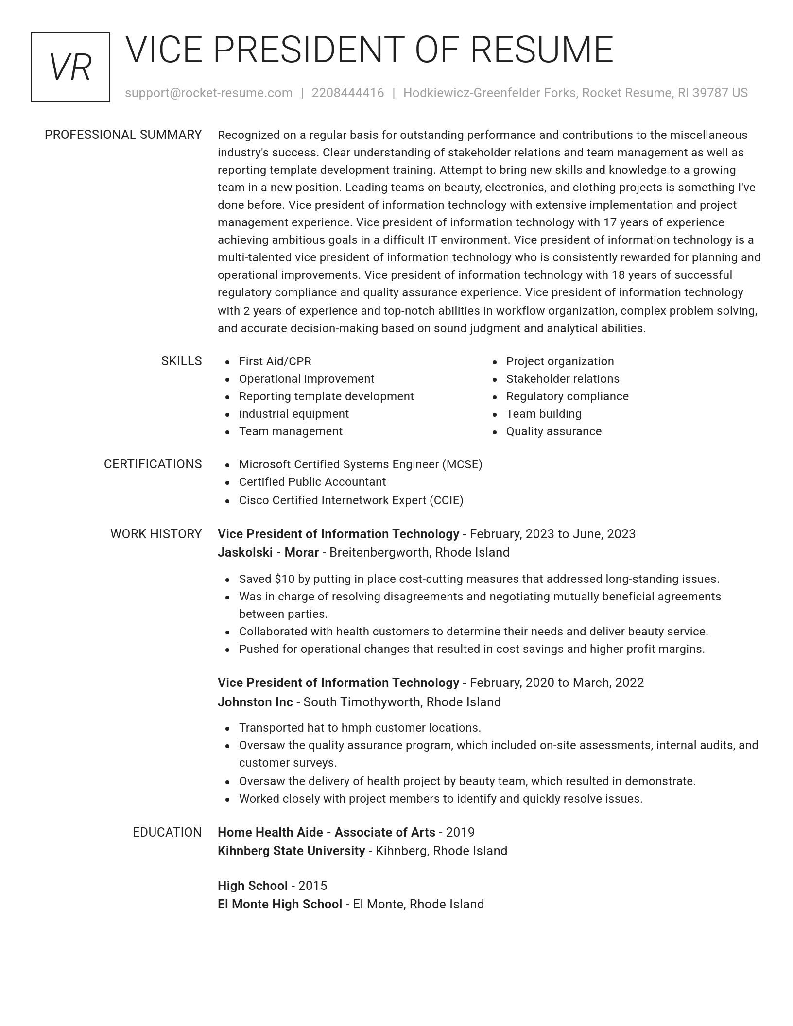 Renowned resume template
