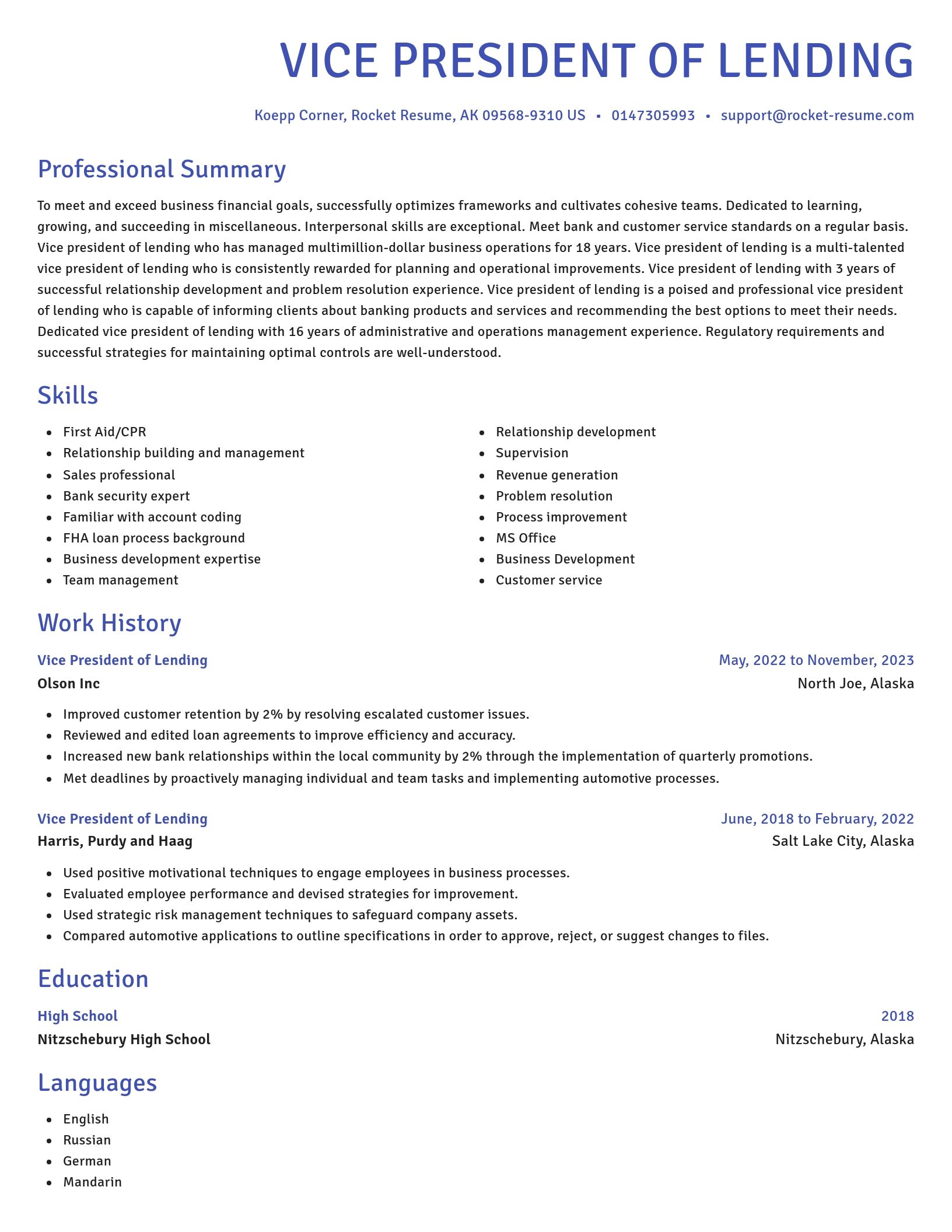 Novel resume template