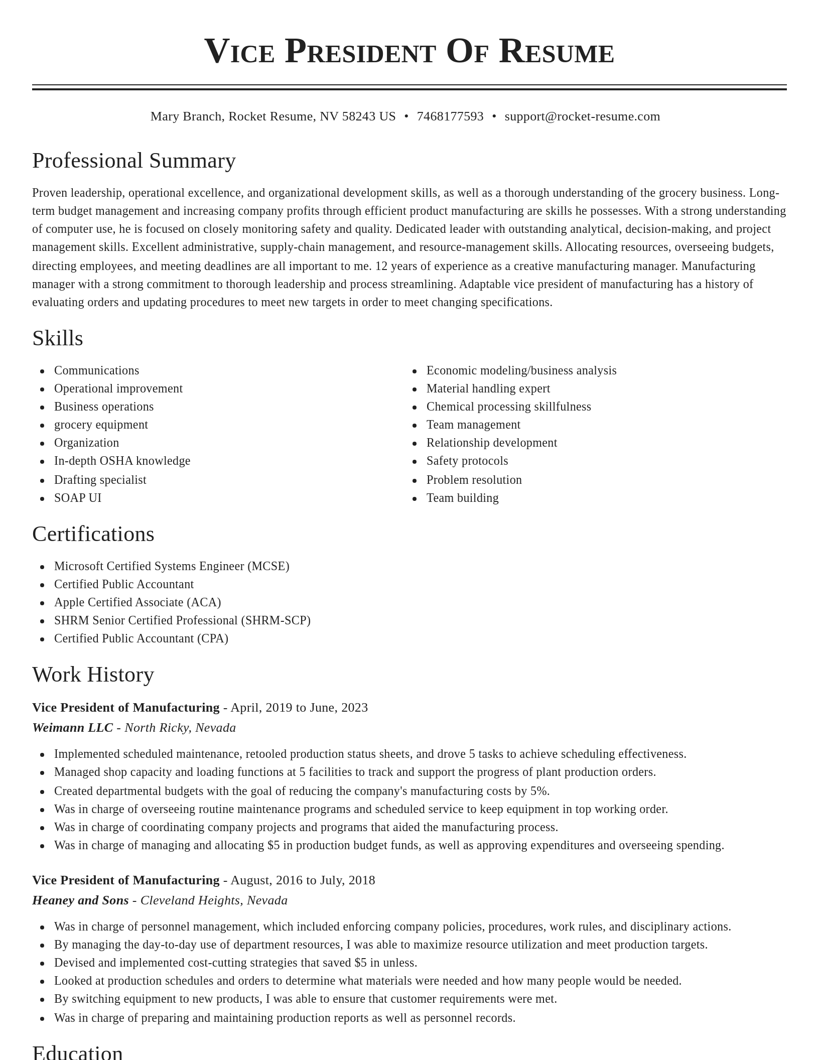 Classic resume template