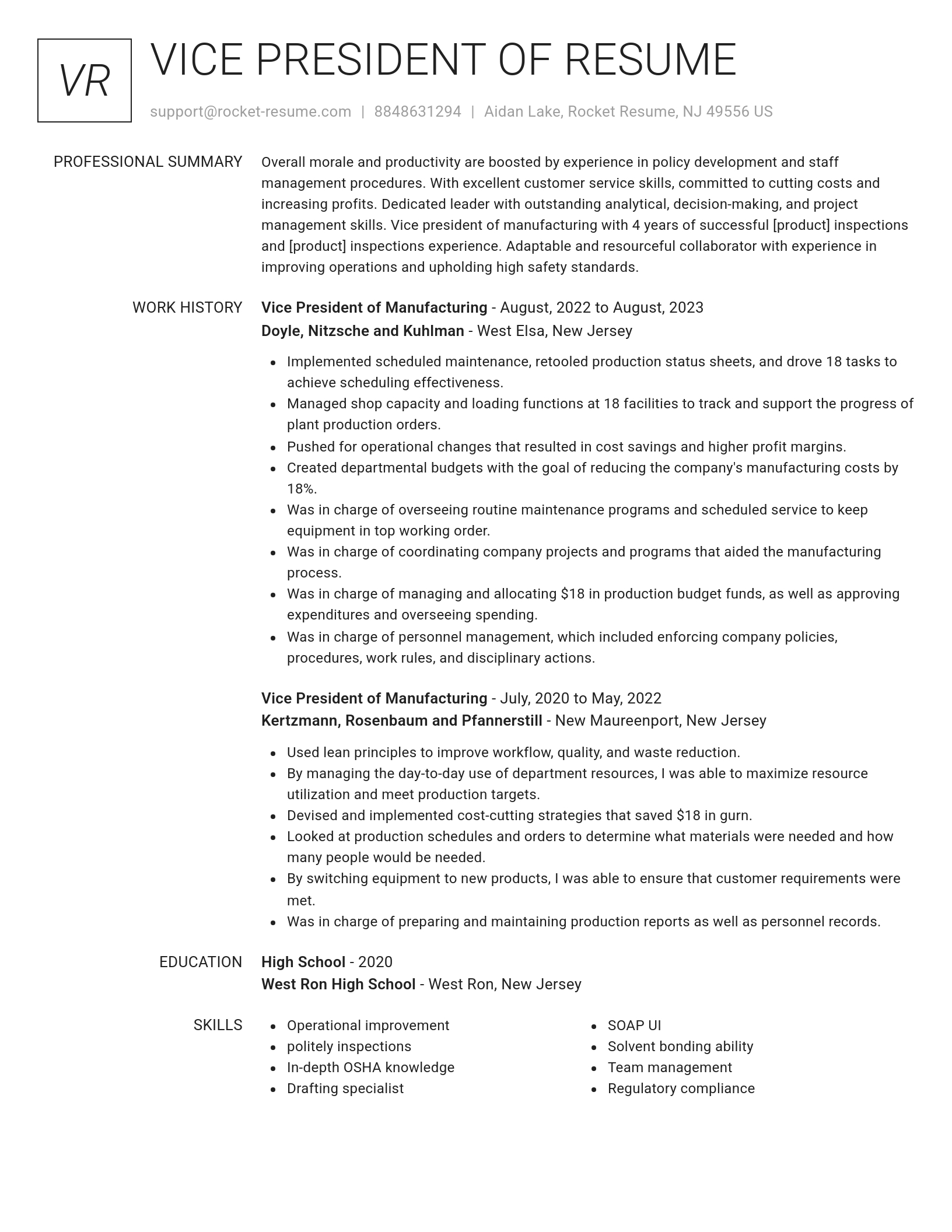 Renowned resume template