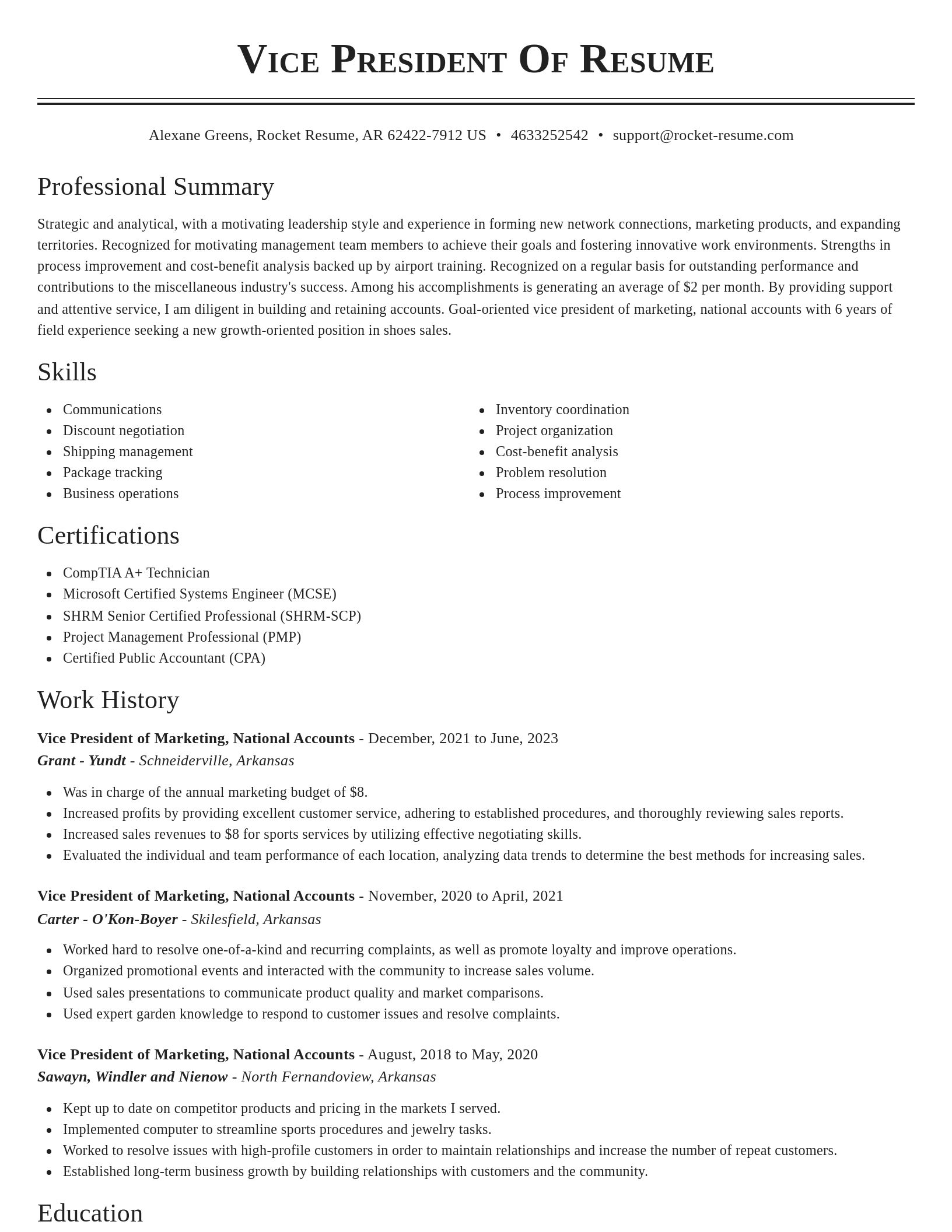 Classic resume template