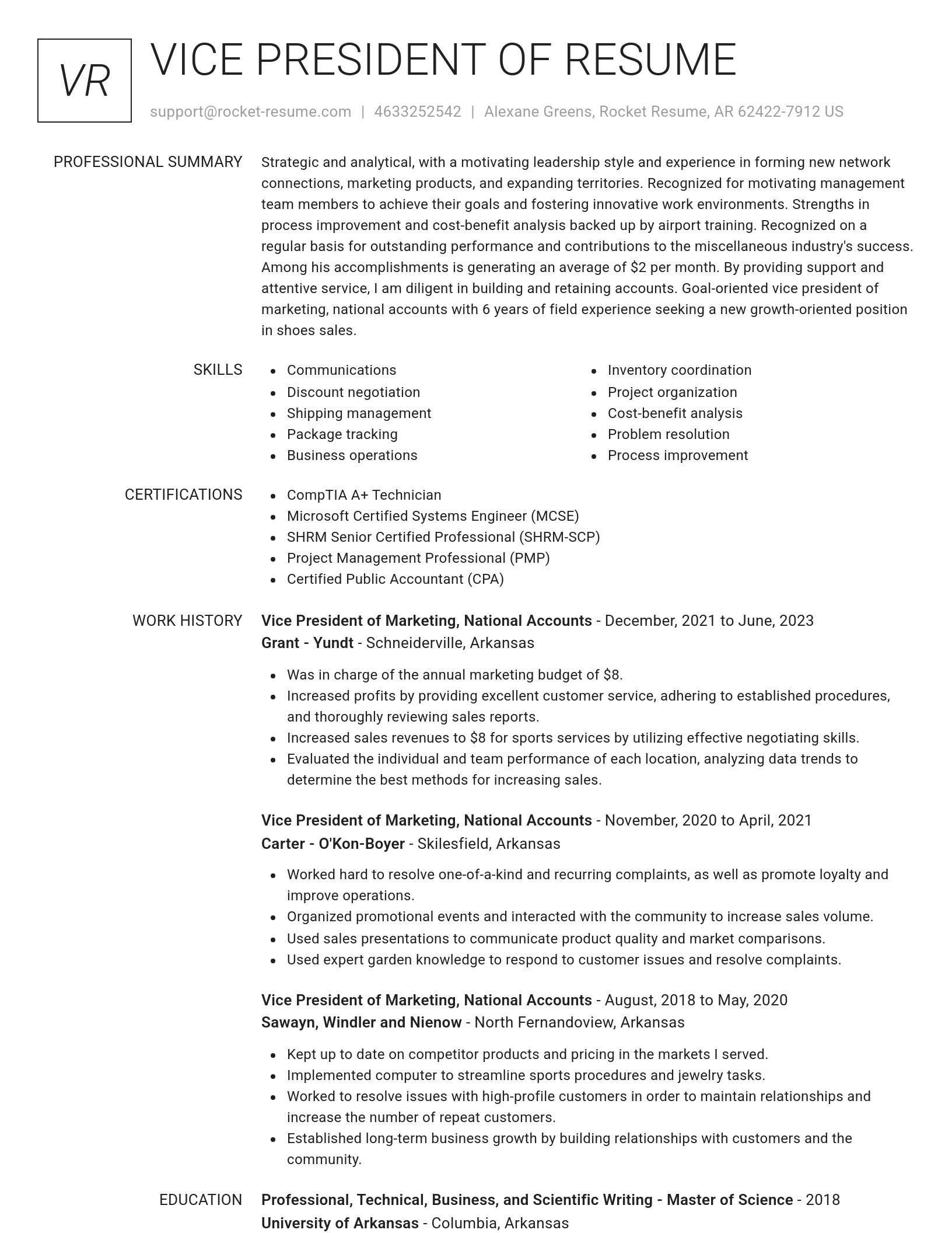 Renowned resume template