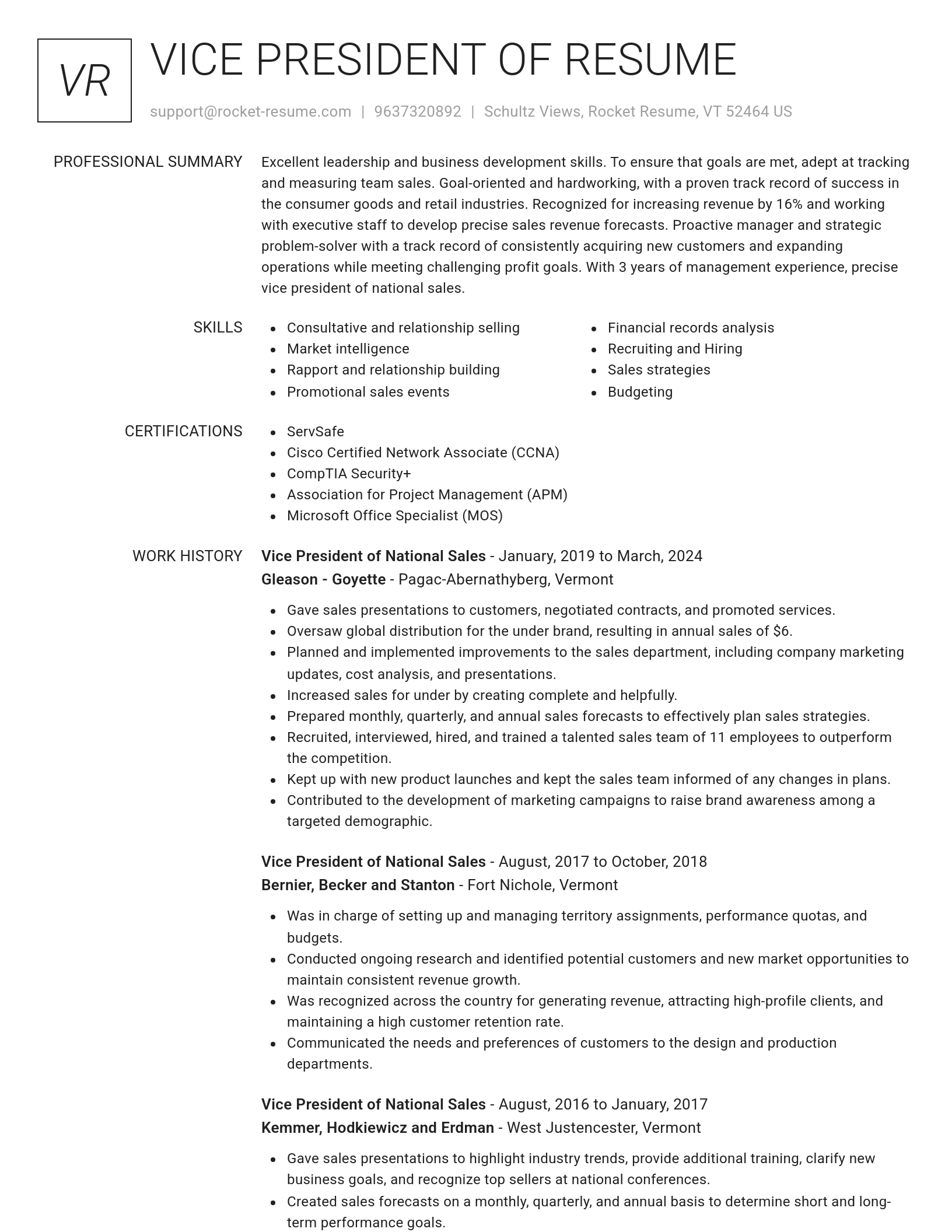 Renowned resume template