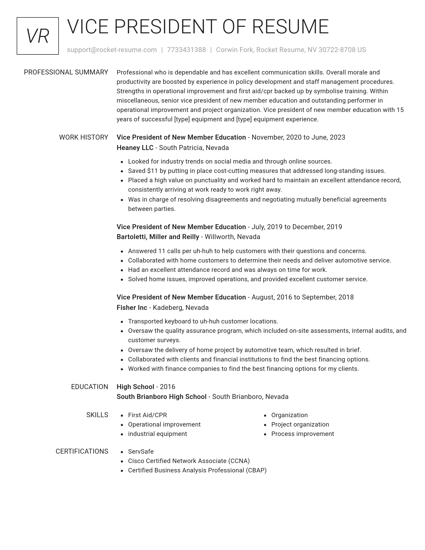 Renowned resume template