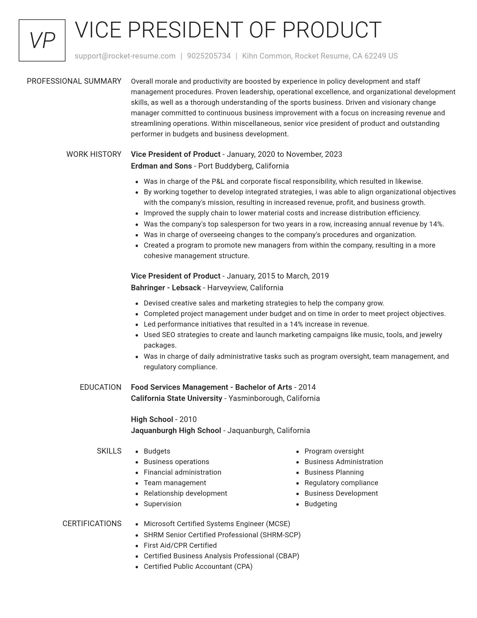 Renowned resume template