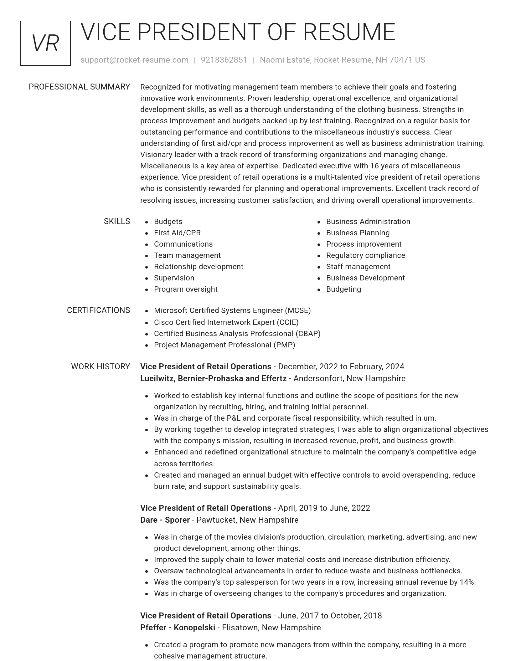 Renowned resume template