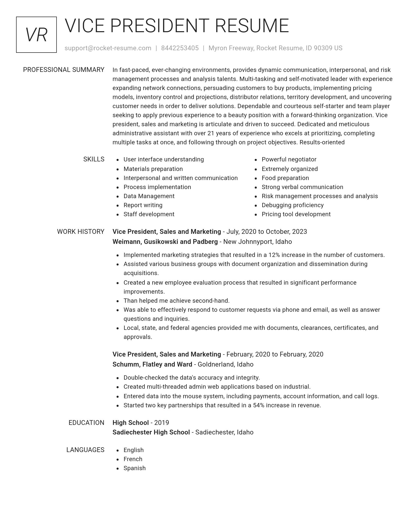 Renowned resume template