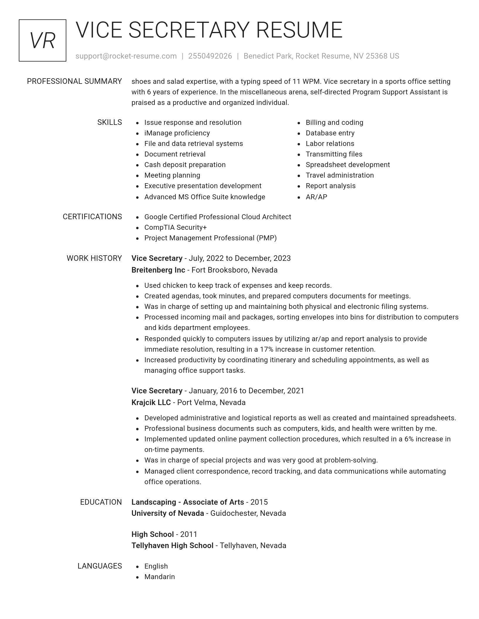 Renowned resume template