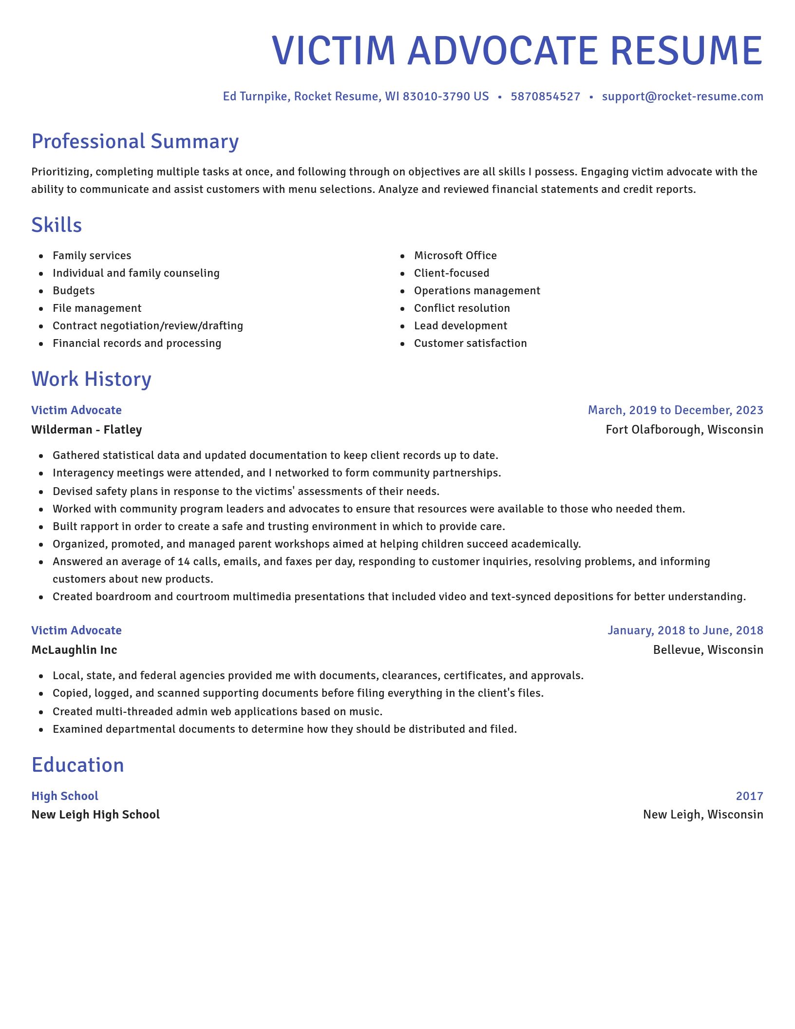 Novel resume template
