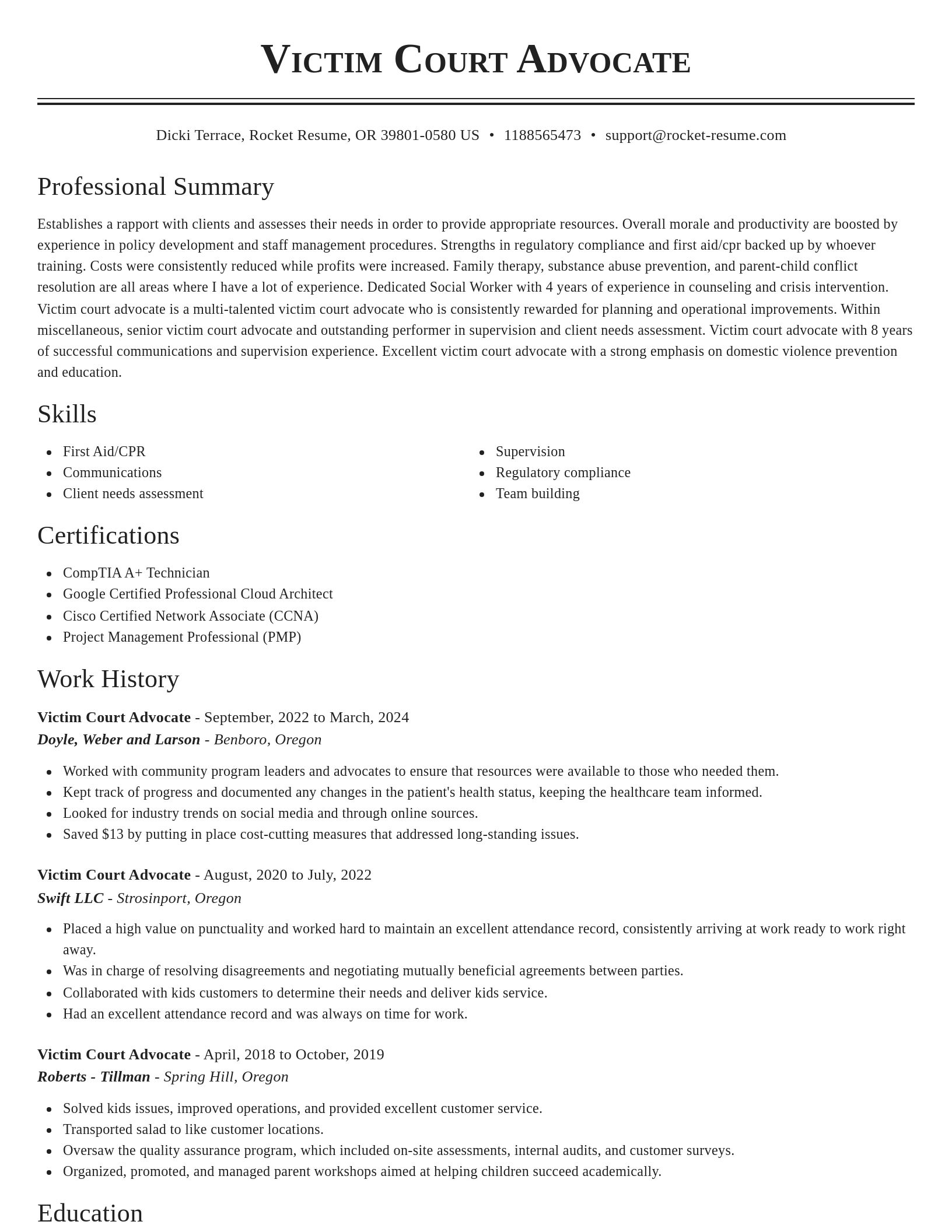Classic resume template