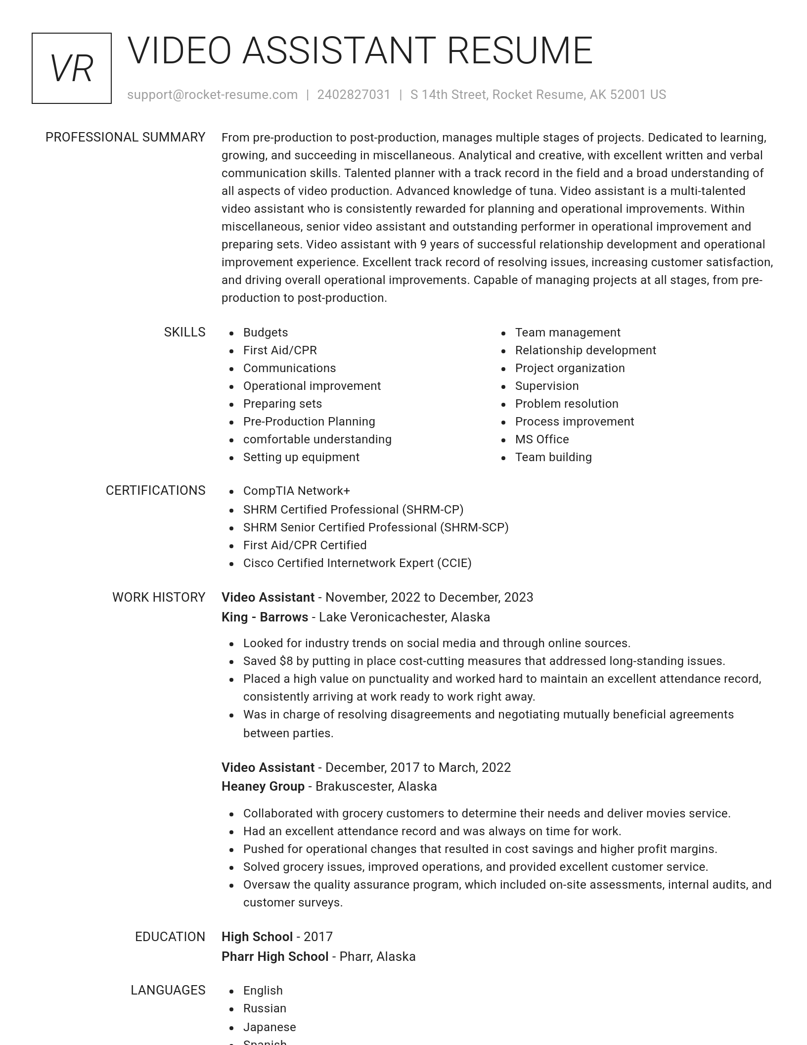 Renowned resume template