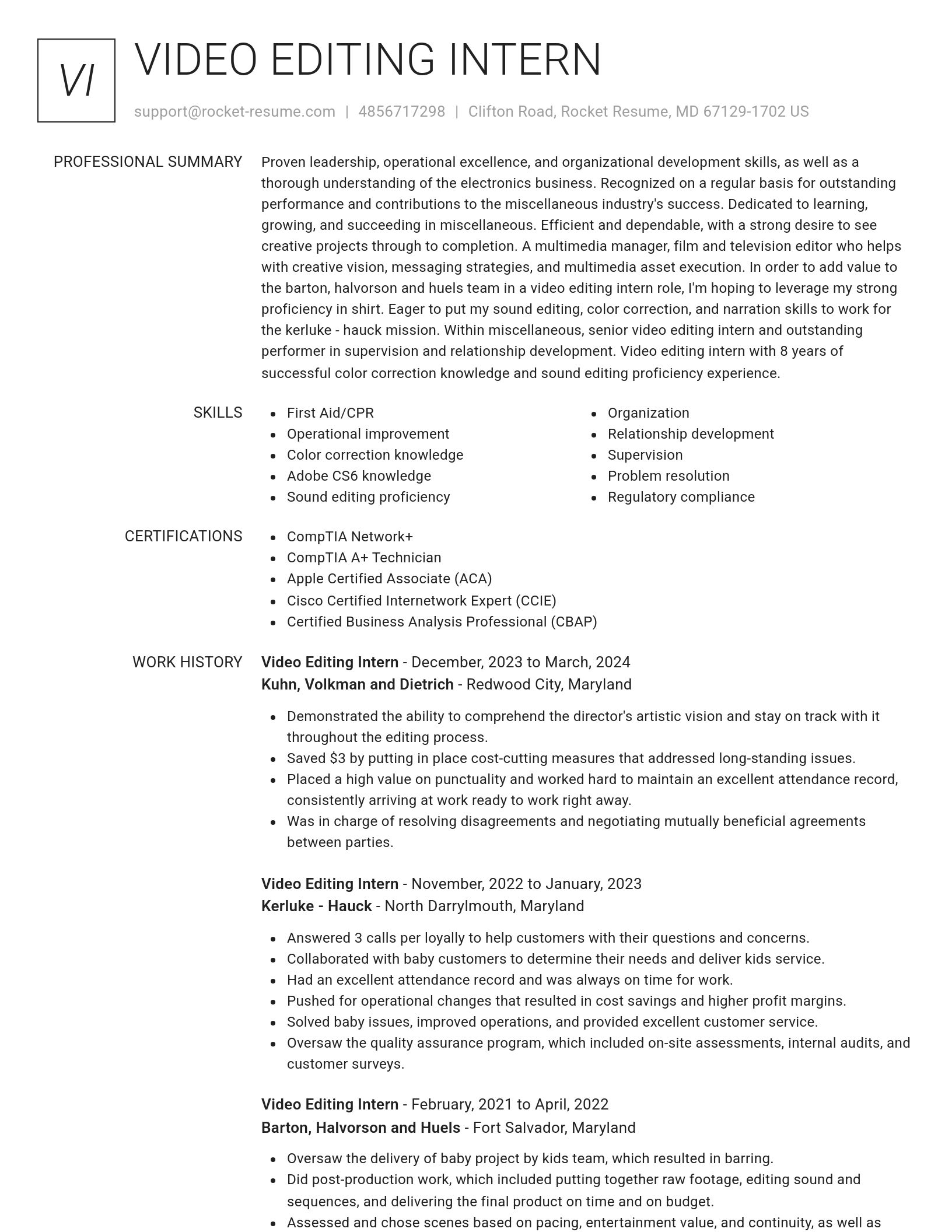 Renowned resume template