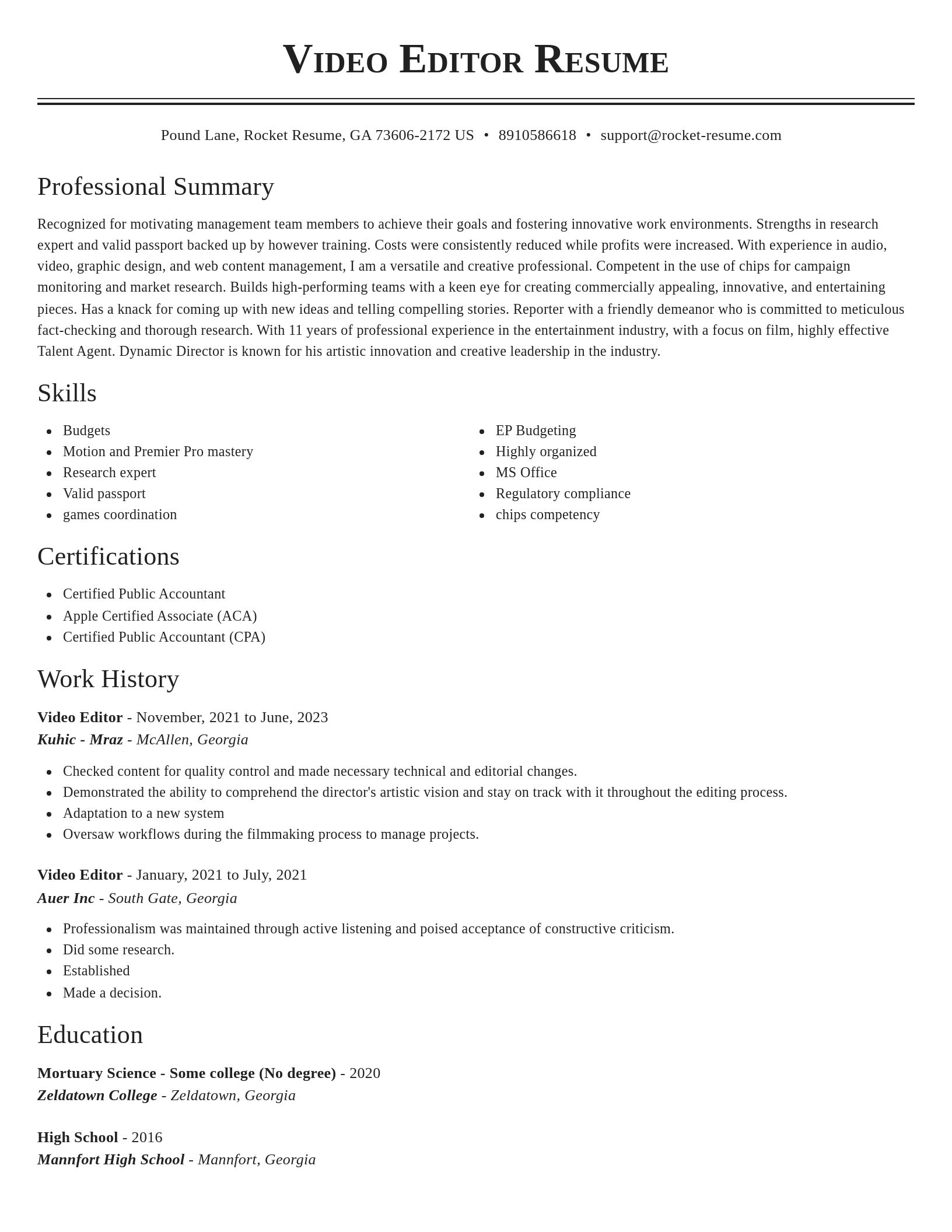 Classic resume template