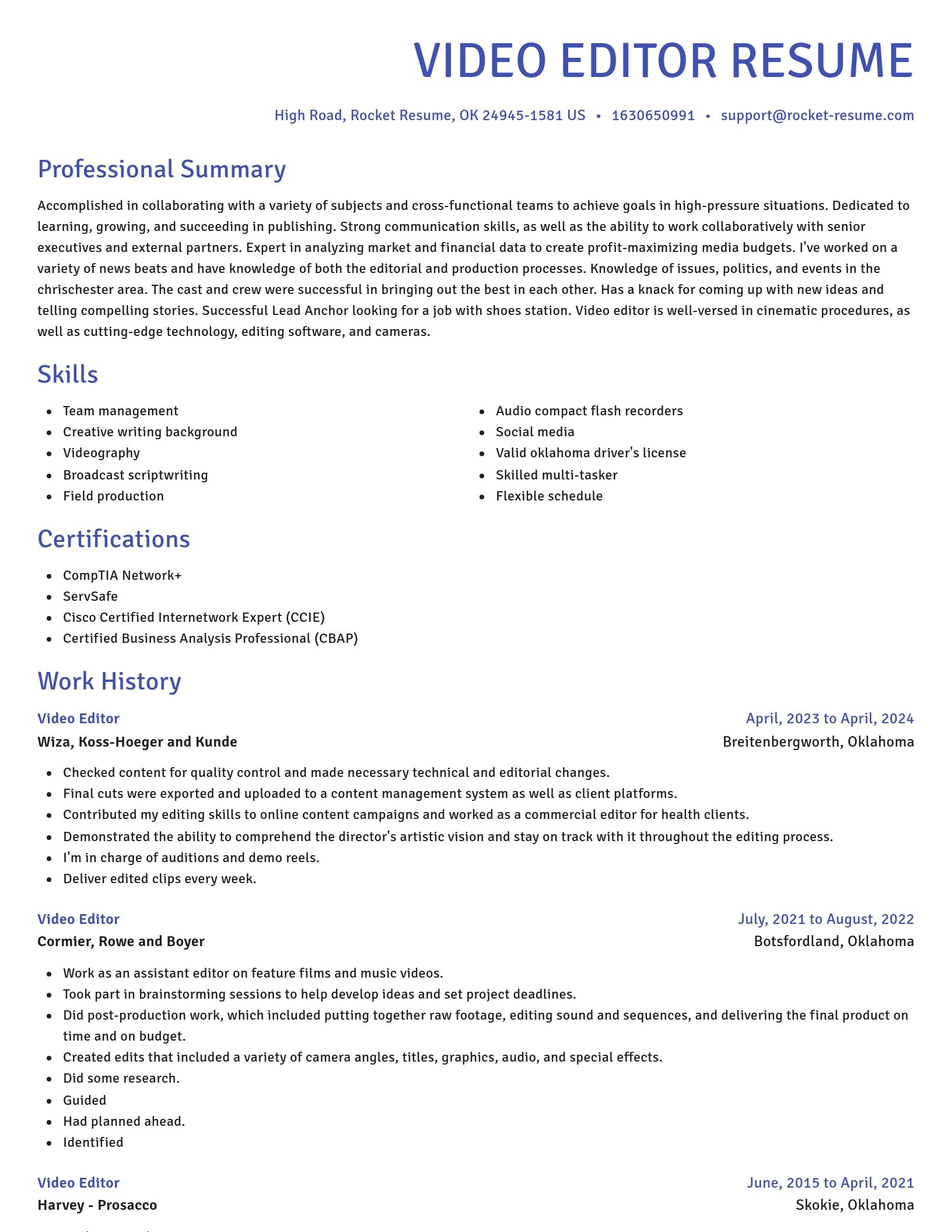 Novel resume template