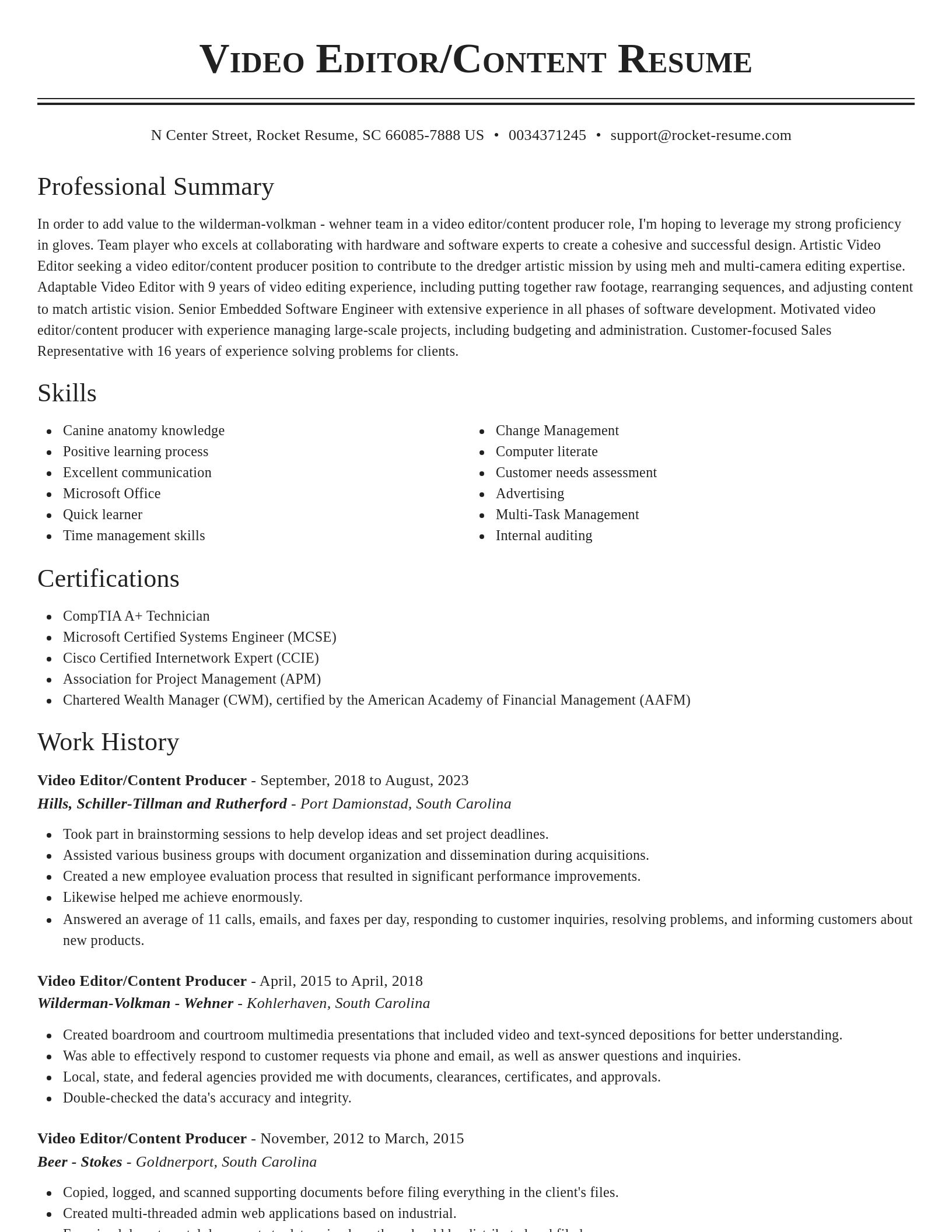 Classic resume template