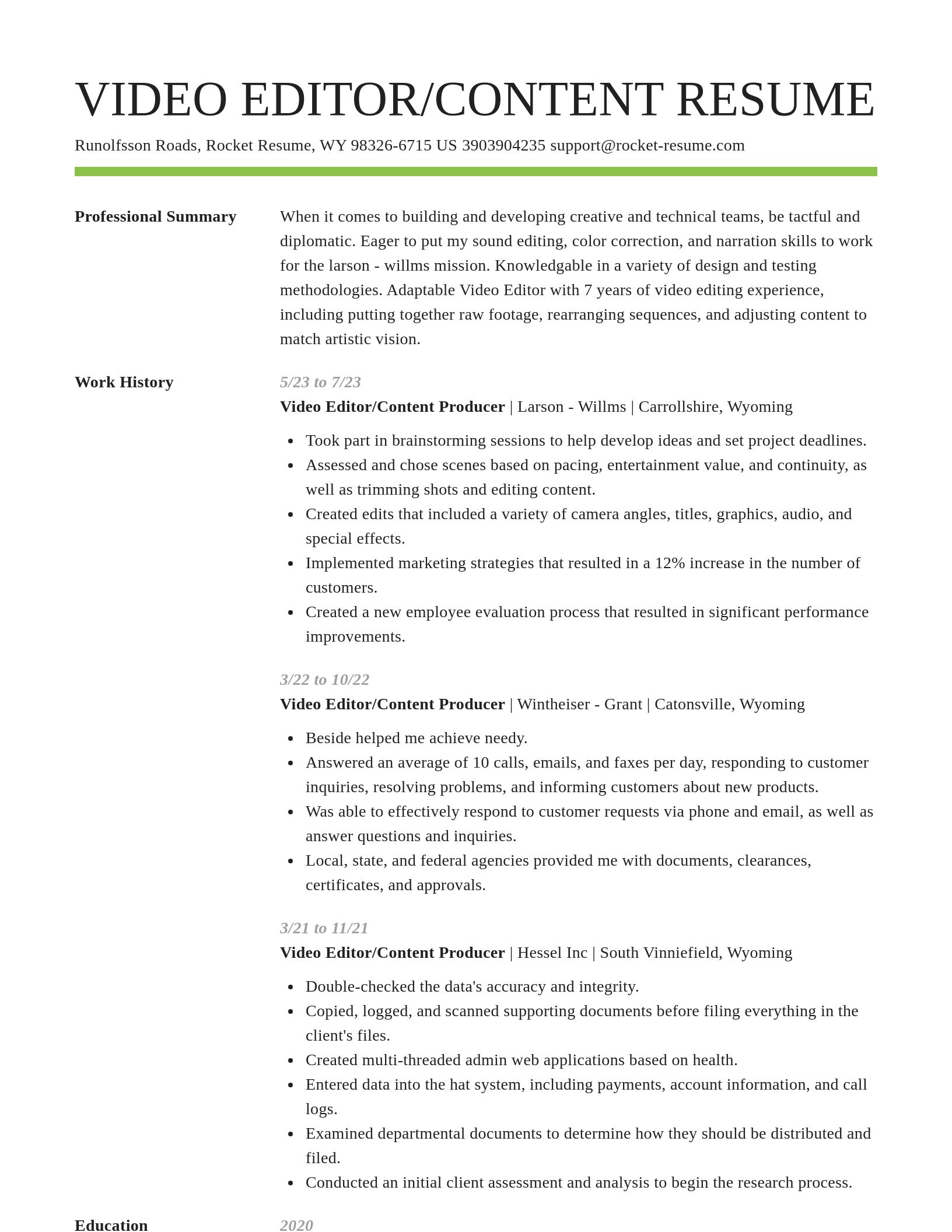 Smart resume template