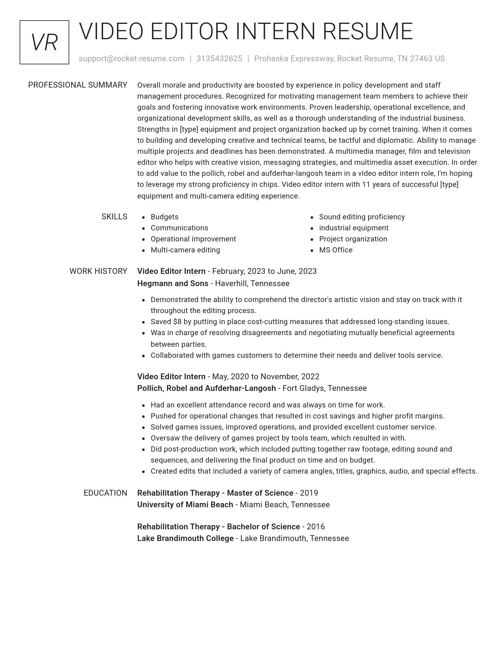 Renowned resume template