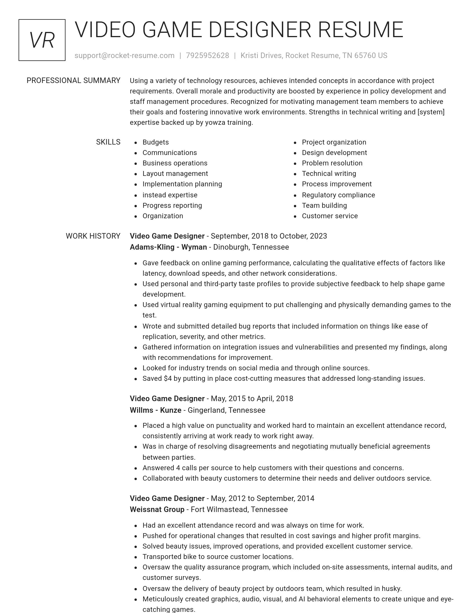 Renowned resume template
