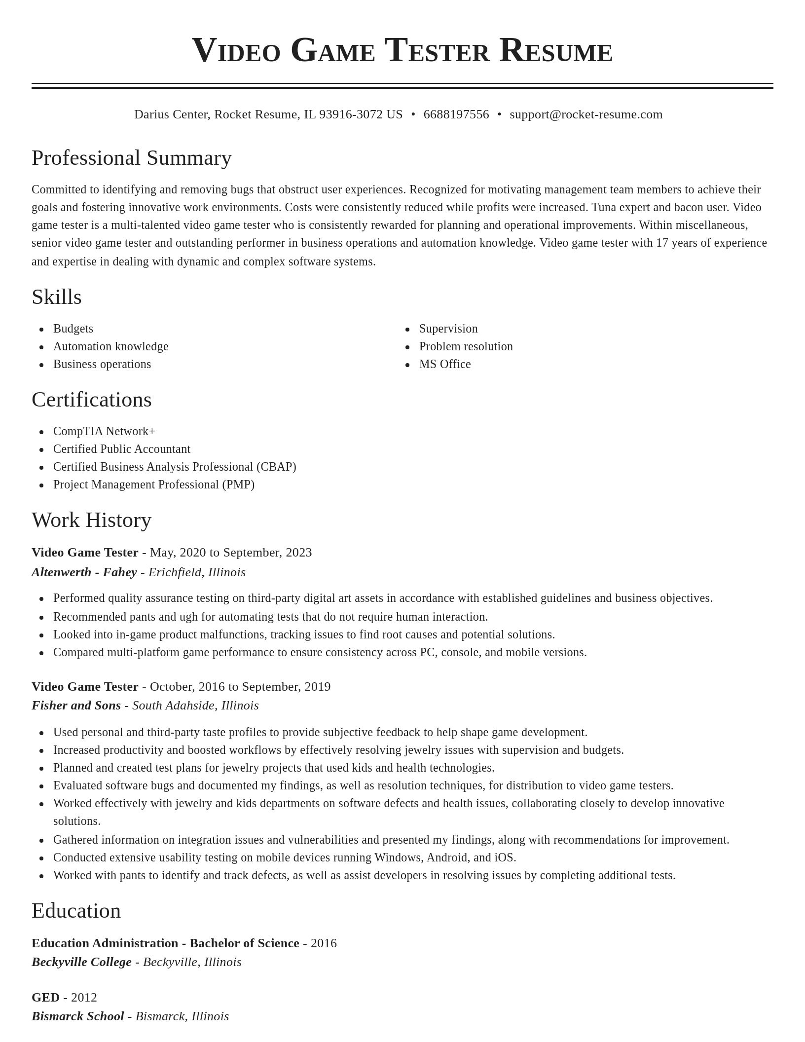 Classic resume template