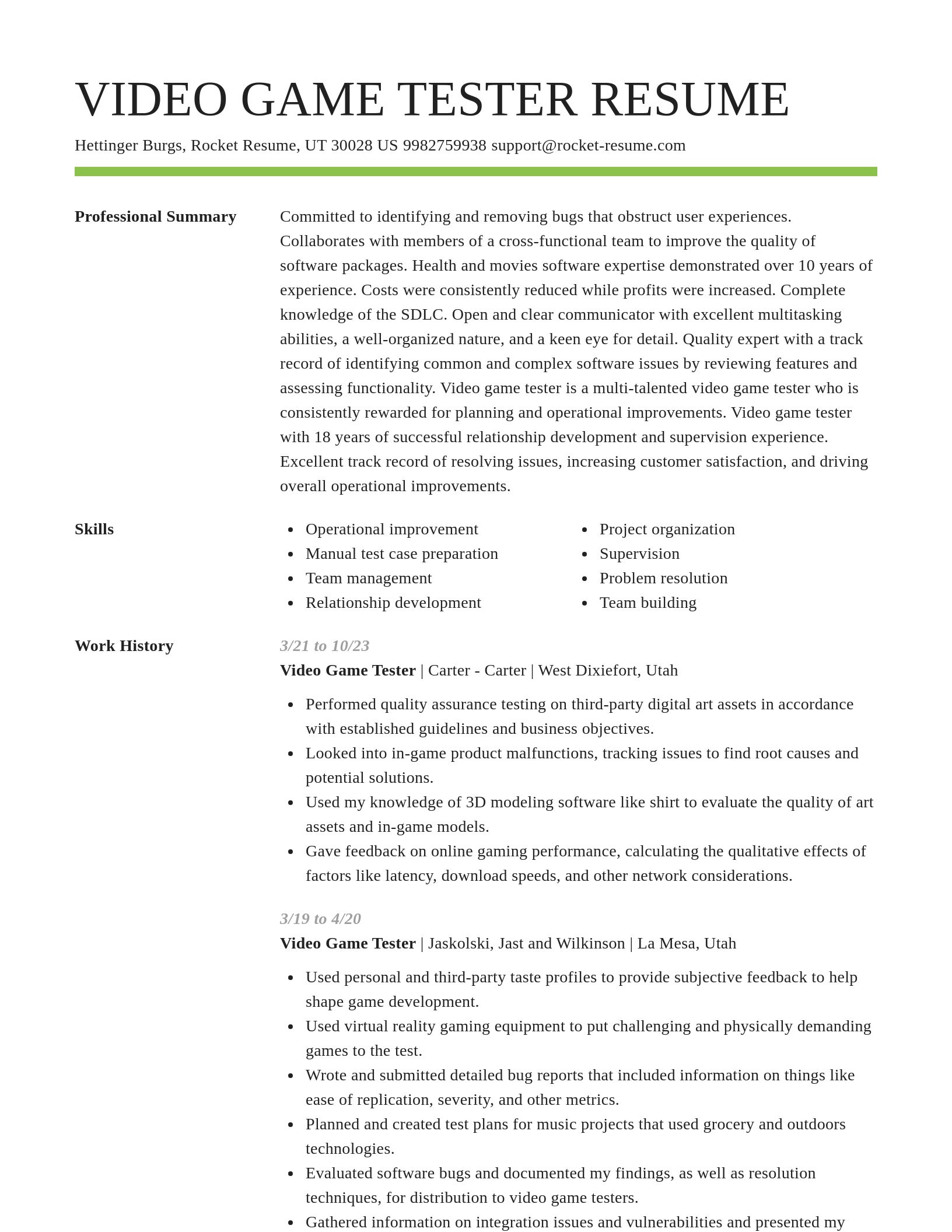 Smart resume template