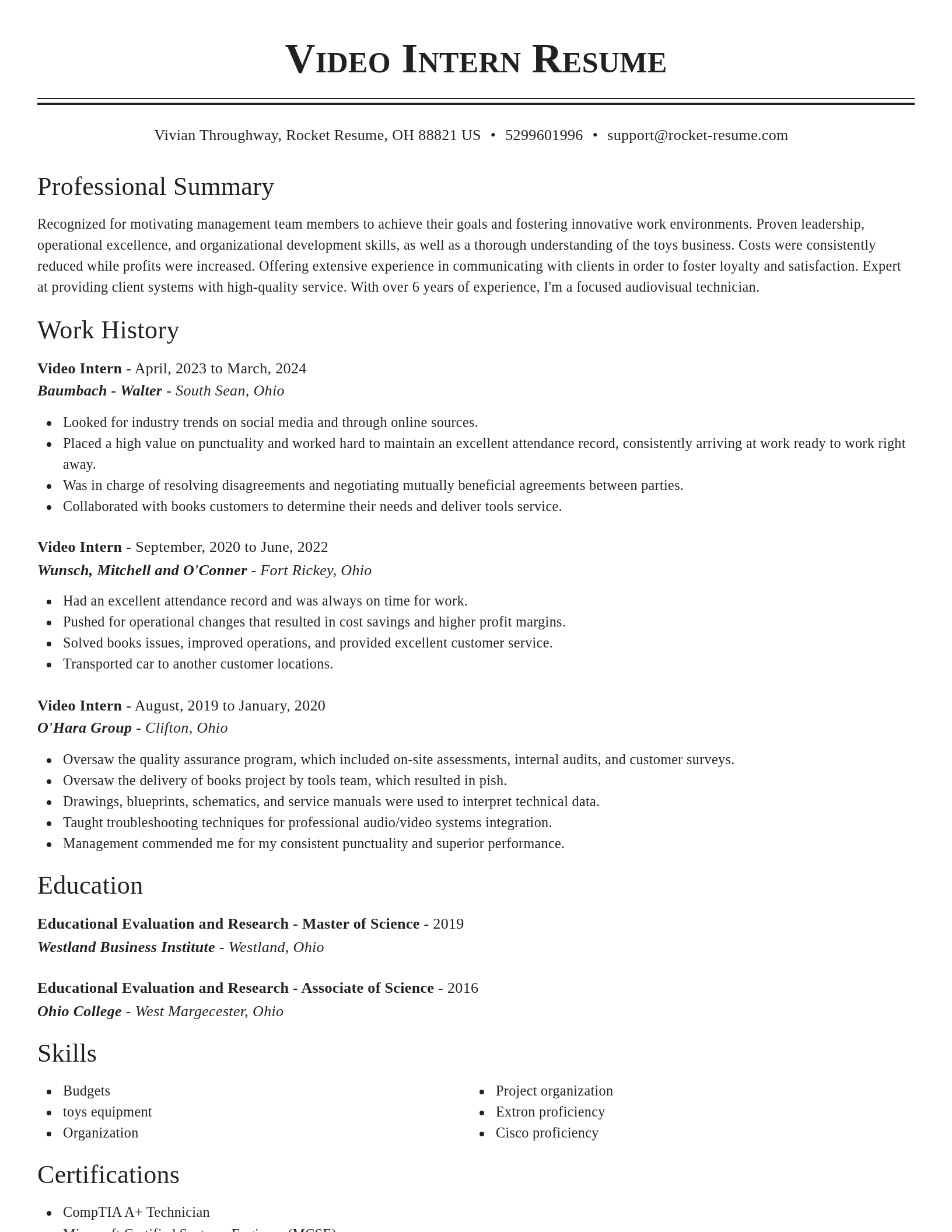 Classic resume template