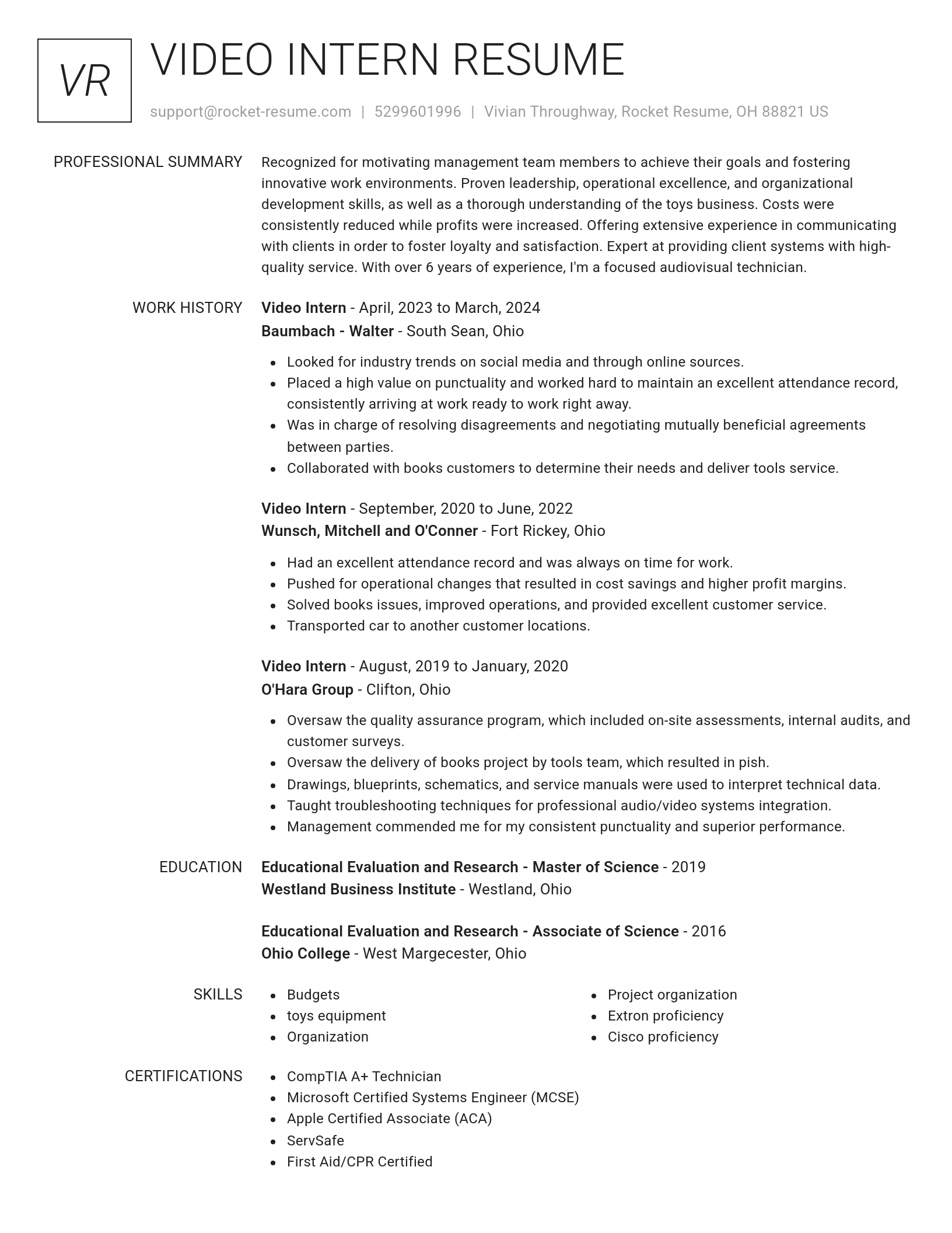 Renowned resume template