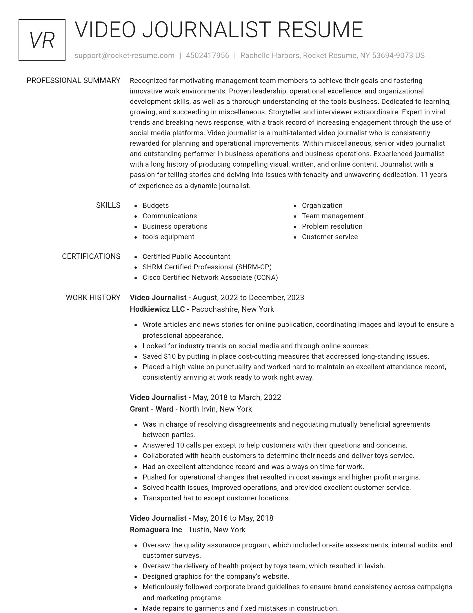 Renowned resume template