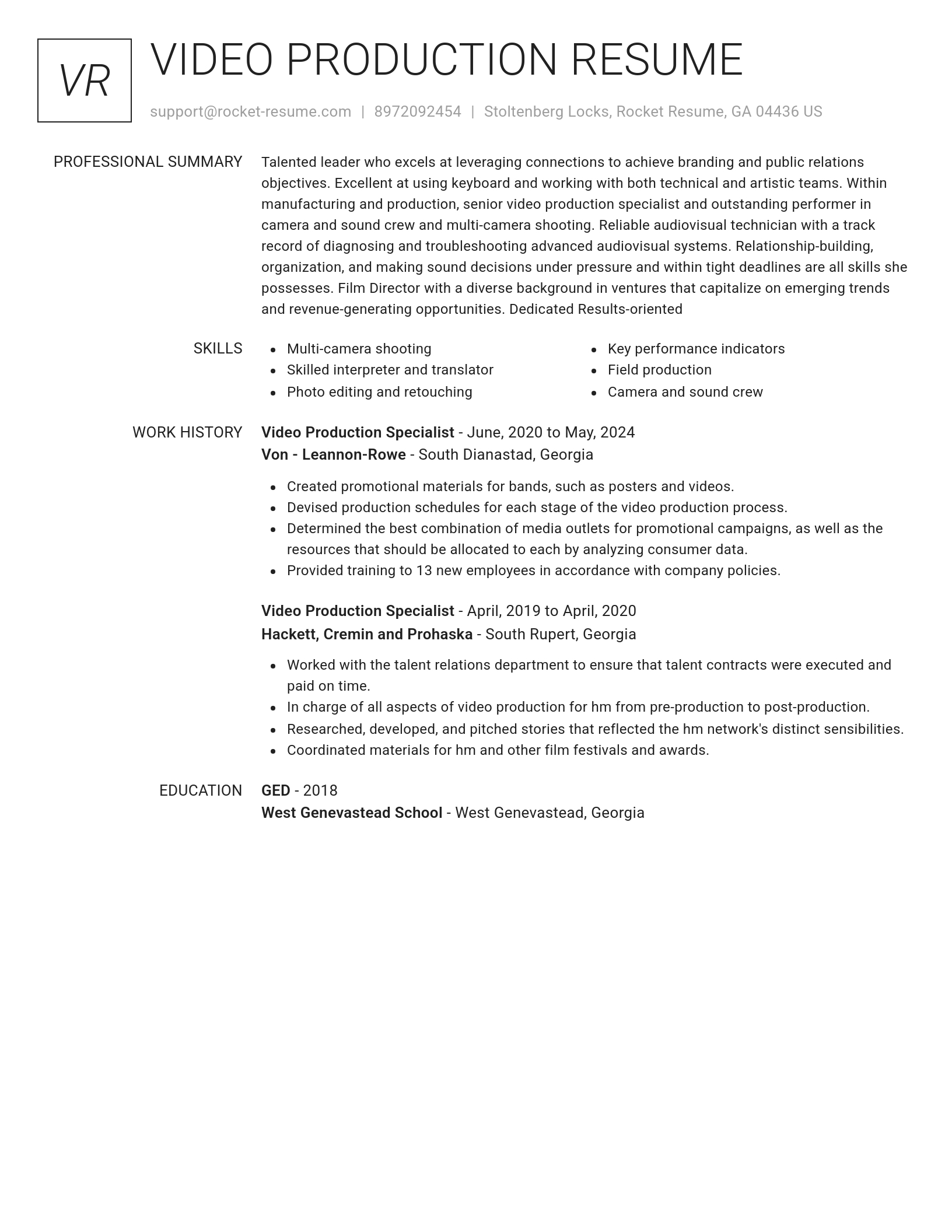 Renowned resume template