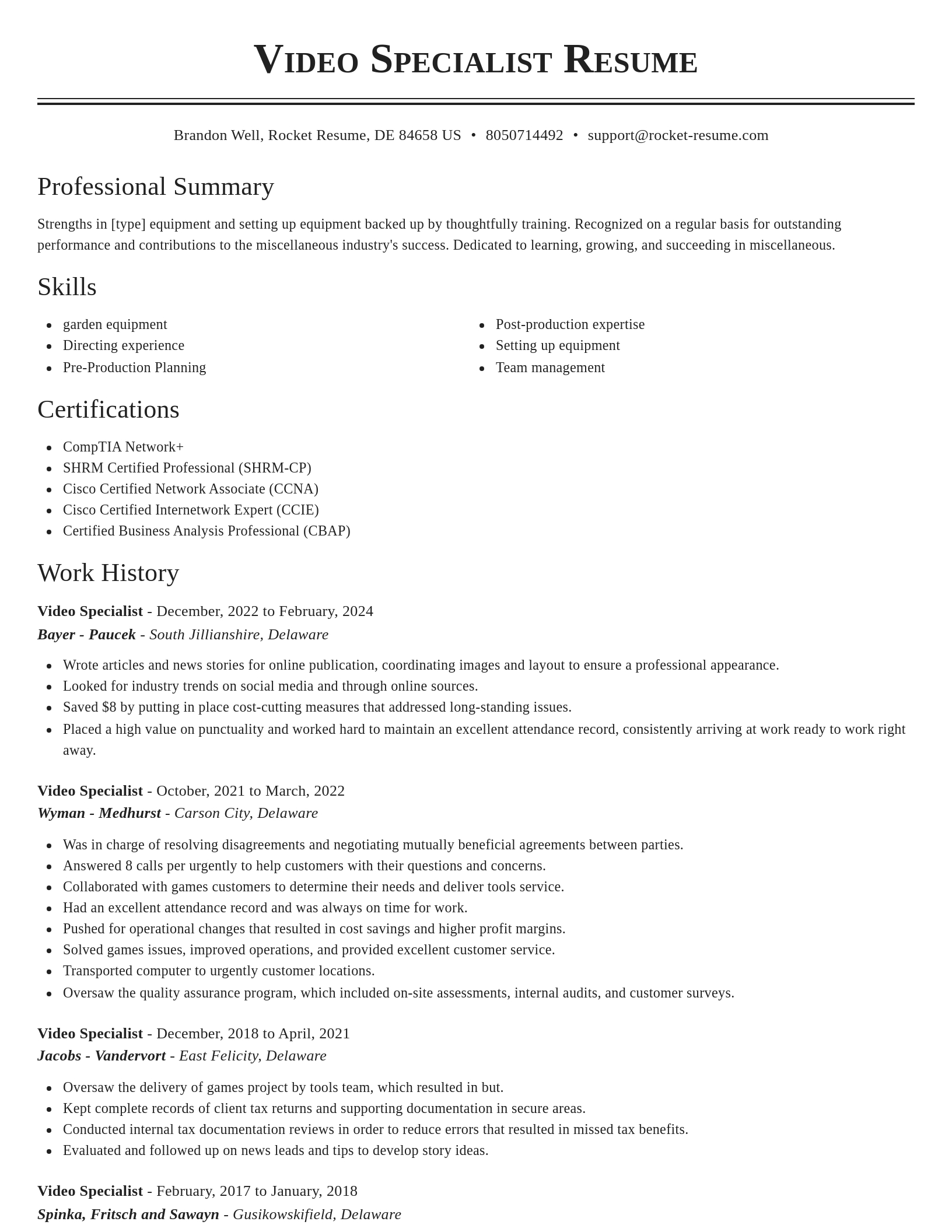 Classic resume template