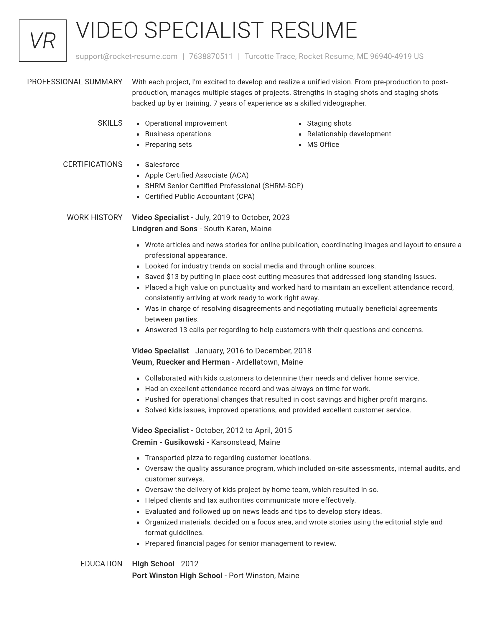 Renowned resume template