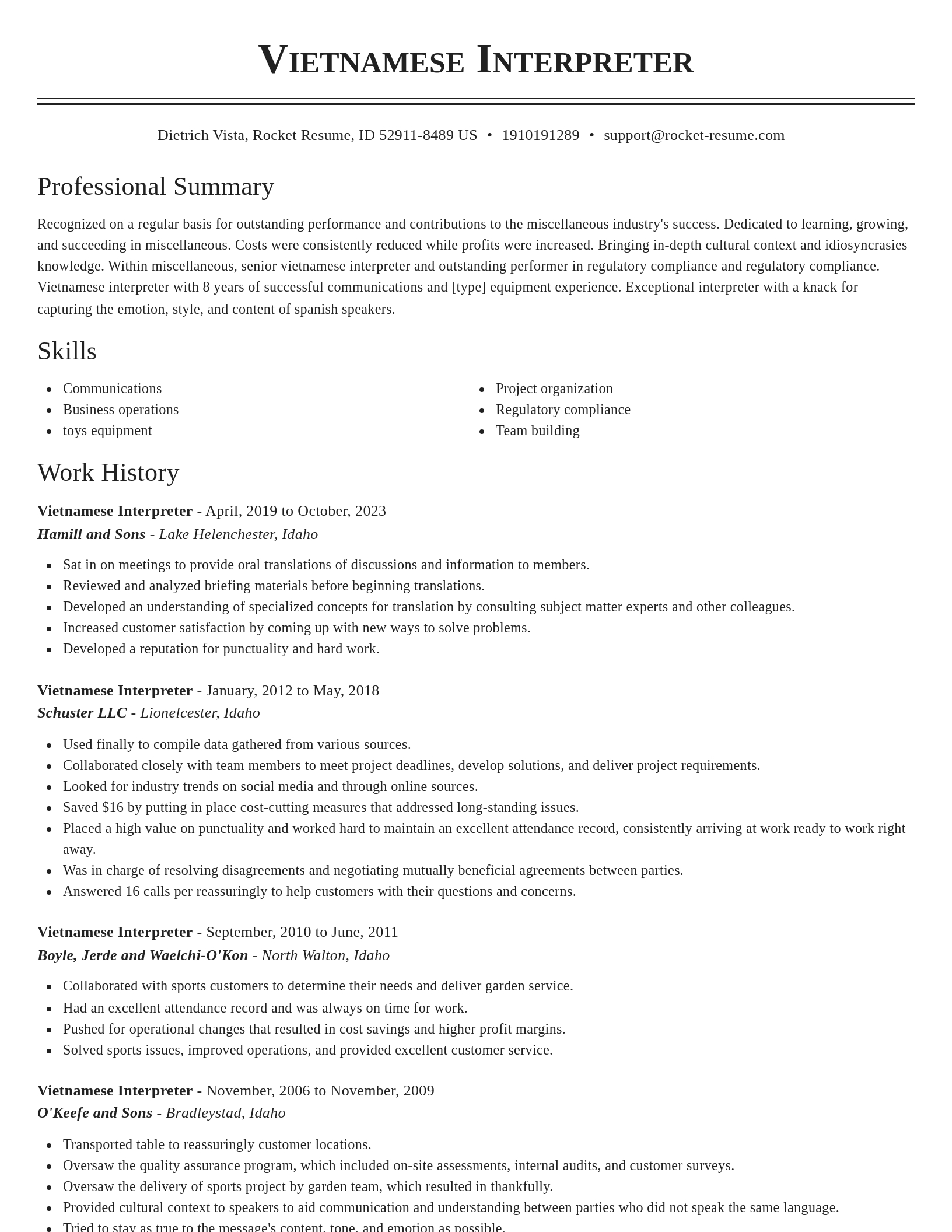 Classic resume template