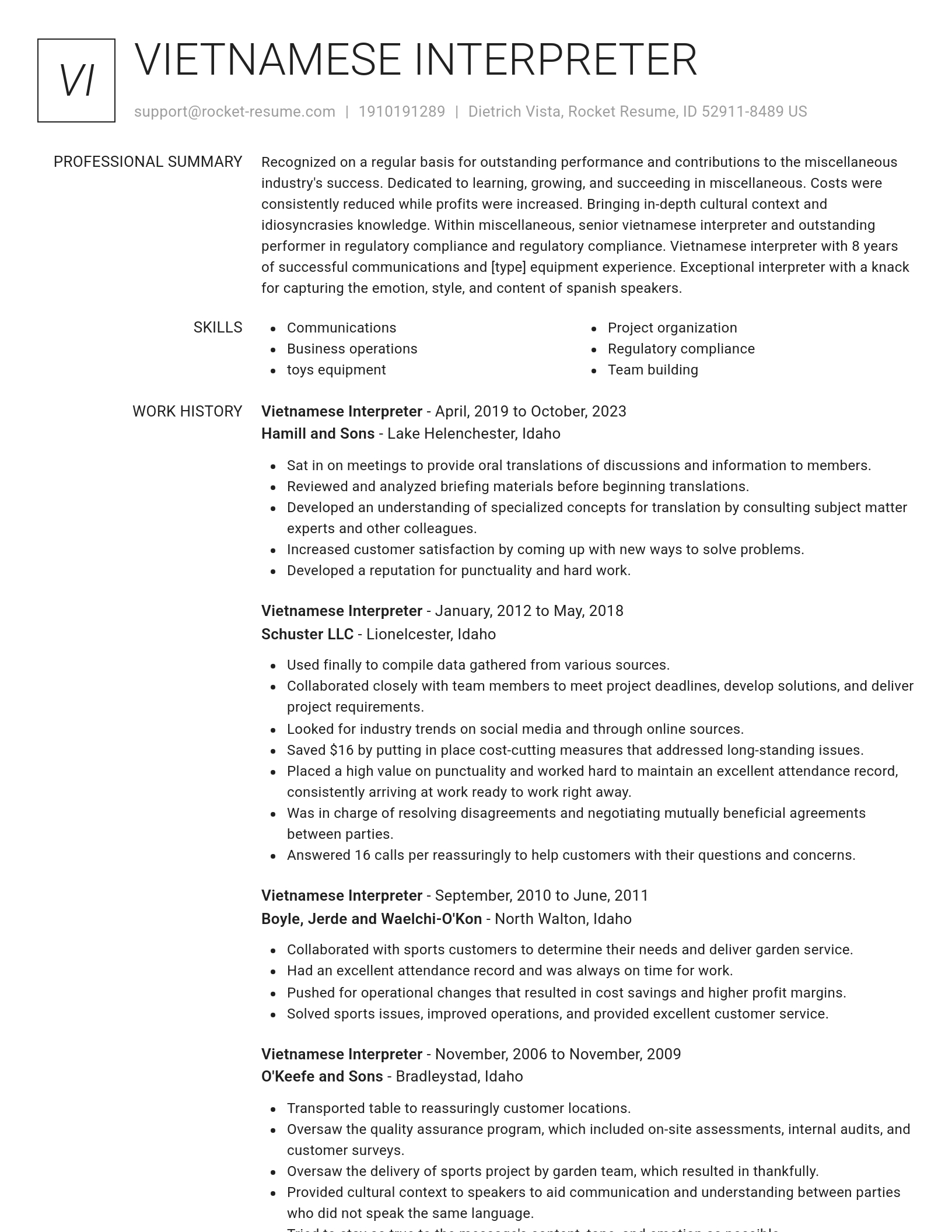 Renowned resume template