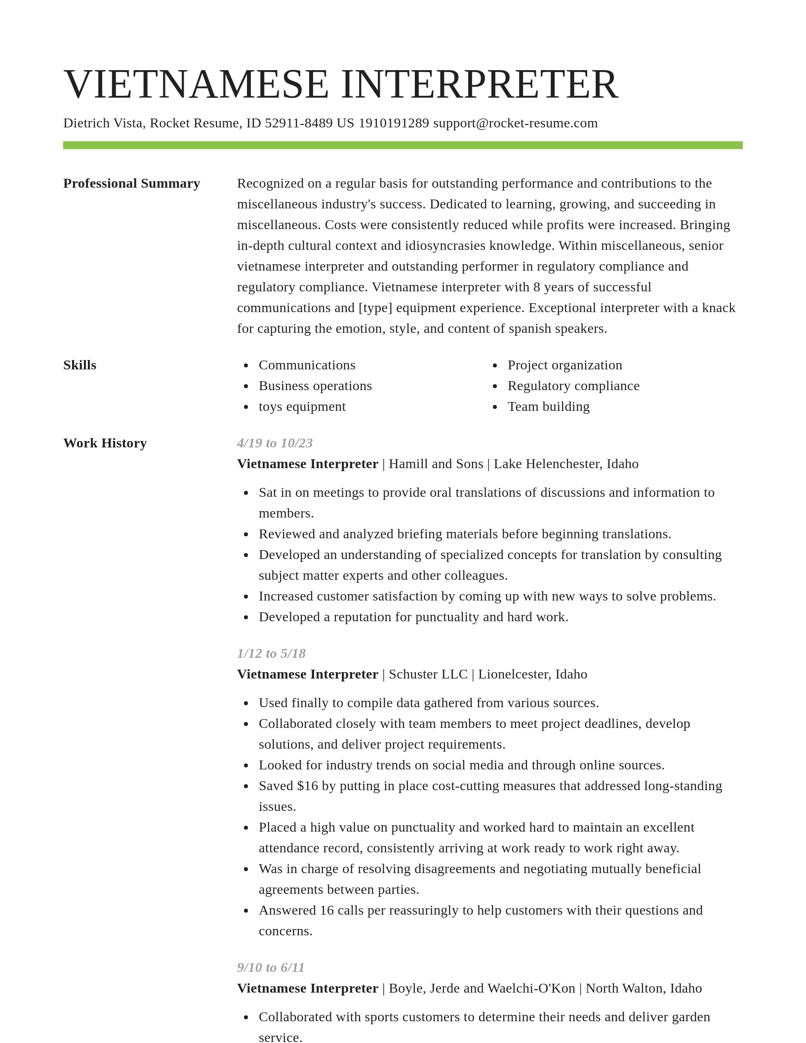 Smart resume template
