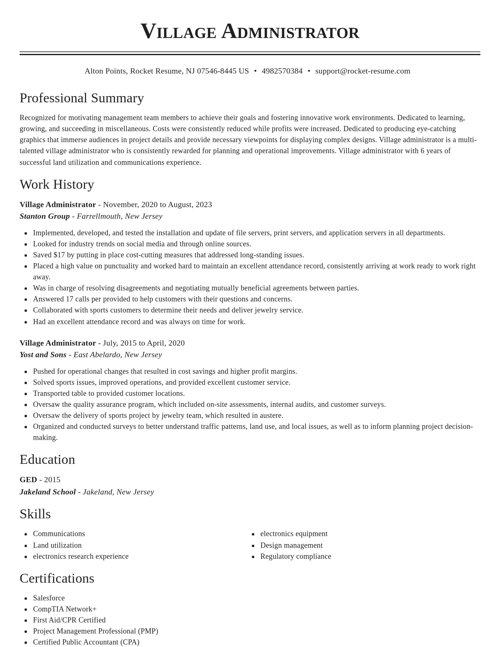 Classic resume template